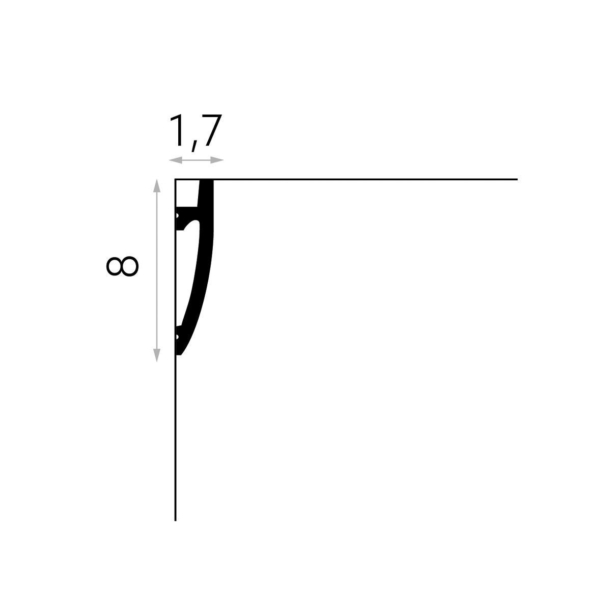LED Stuckleiste - moderne flache Wandleiste - 1,7 x 8 x 200cm