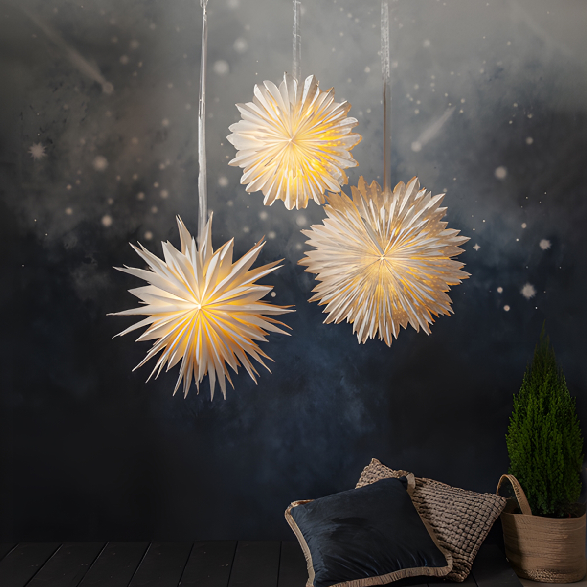 Cloud 45 cm in Weiß - Weihnachtsstern aus Papier für innen