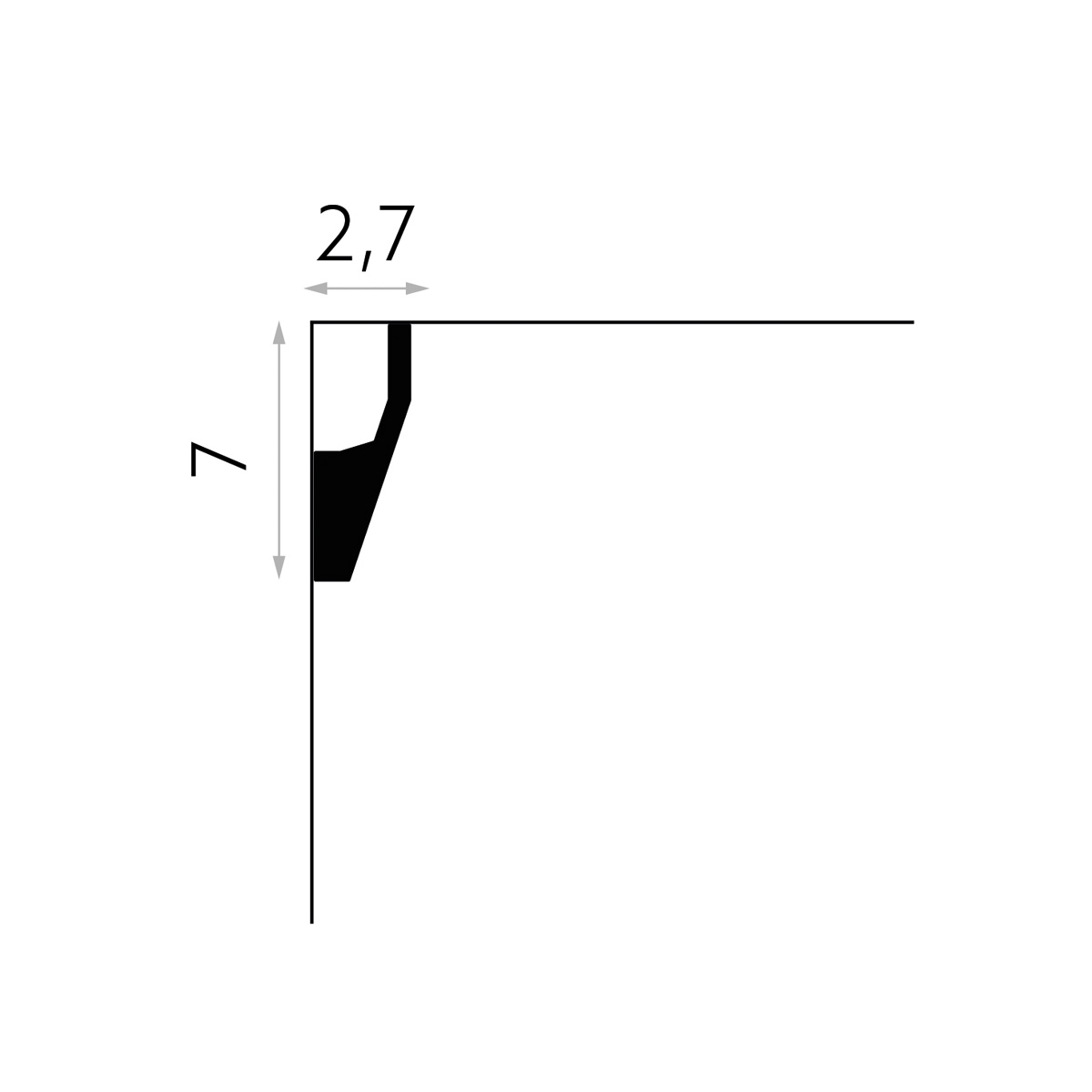 LED Stuckleiste - Wandleiste - indirekt - 2,7 x 7 x 200cm