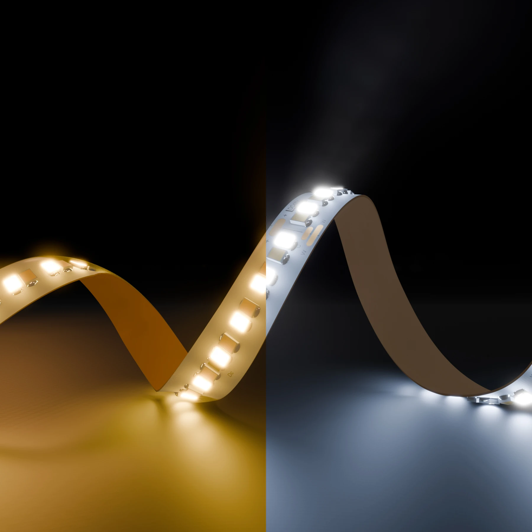 48V wasserfester LED Streifen - CCT - IP65 - 240 LEDs je Meter - alle 10cm teilbar - 20cm - 48 LED Chips - 2,1 Watt - 200 Lumen - 100cm Eingangskabel mit offenen Enden