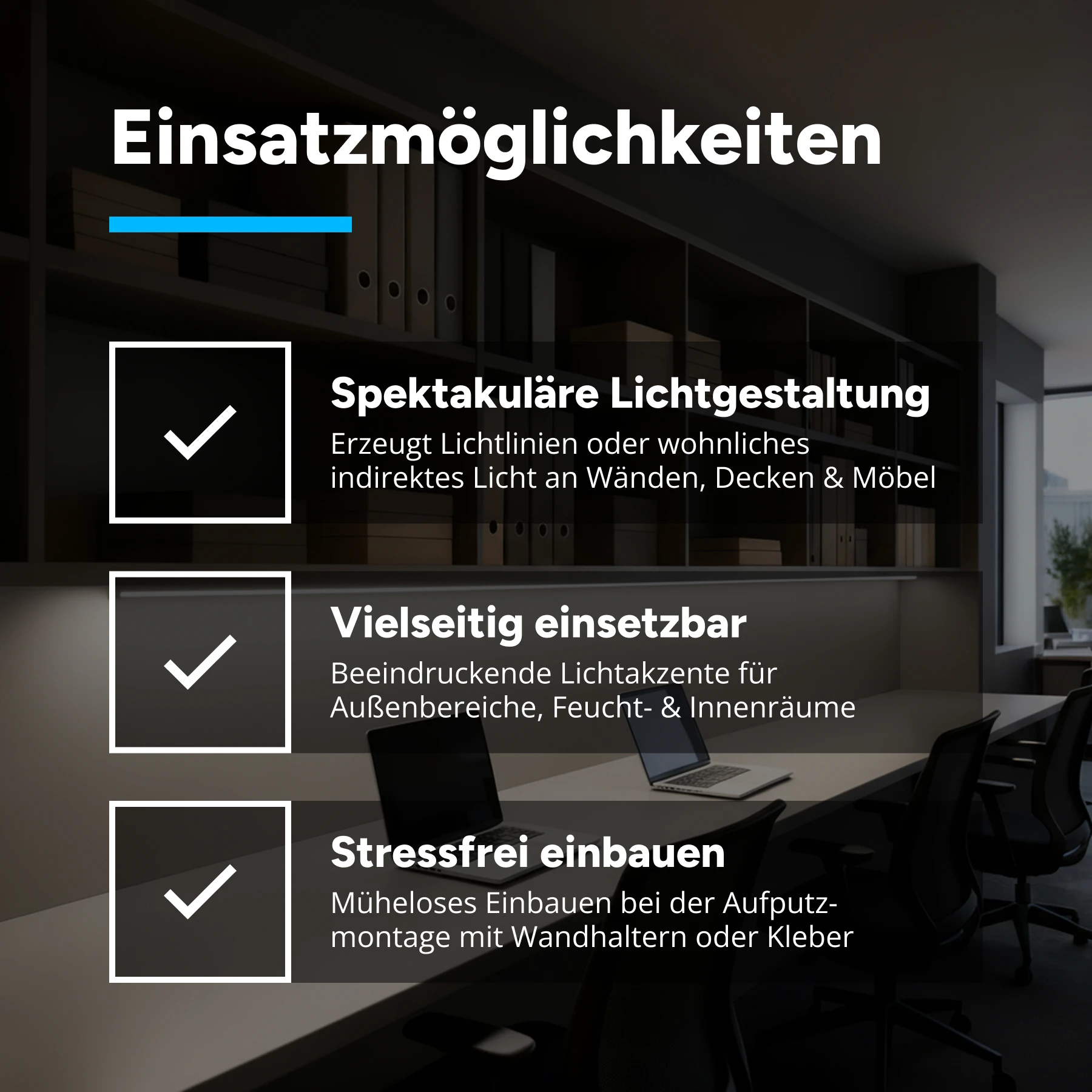 Aluminium LED Aufputz Profil, Classic Maxi, 3,0 x 2,0 x 200cm - mit diffuser Abdeckung - 2er Set - beidseitig mit Loch