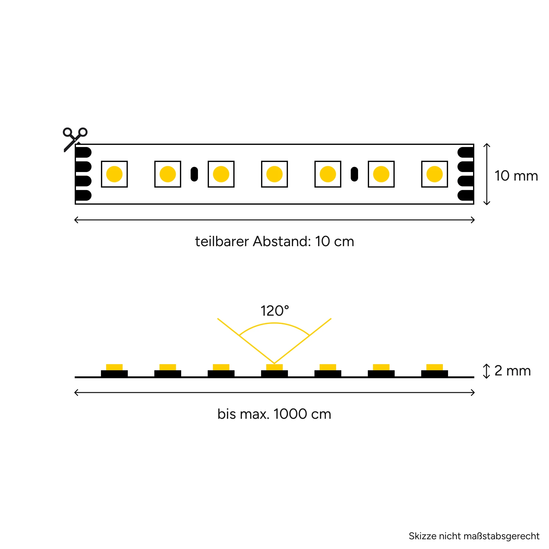 24V LED-Streifen Stripe flexibel - je 10cm 7x 5630 high Power LEDs - eXtrem-Line warmweiß - ohne Steckerbuchsen 4polig - Löten erforderlich - kein Anschlußkabel zum Netzteil - 10cm - 7 x 5630 LEDs - 1,6 Watt - 175 Lumen
