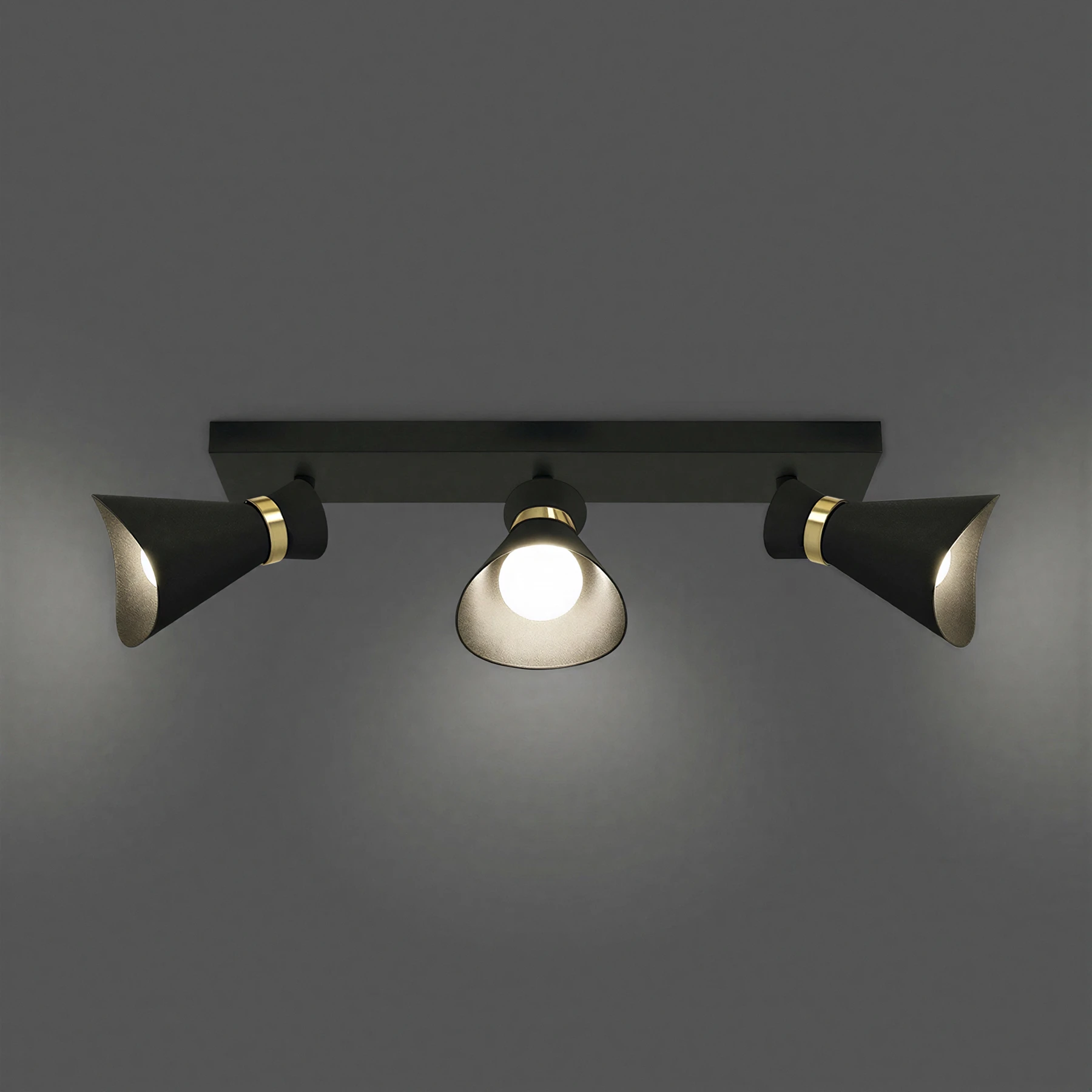 LORETA SPT 3 - Decken Spotleuchte in schwarz/gold - Lichtfarbe: individuell wählbar