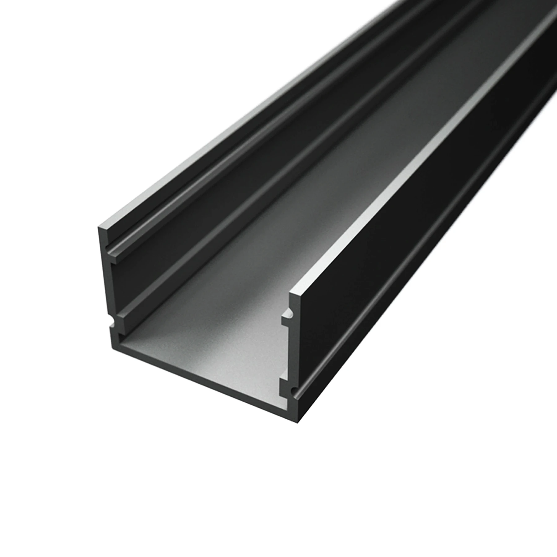 schwarzes Aluminium LED Aufputz Profil in Wunschlänge, Classic Maxi, 3,0 x 2,0cm