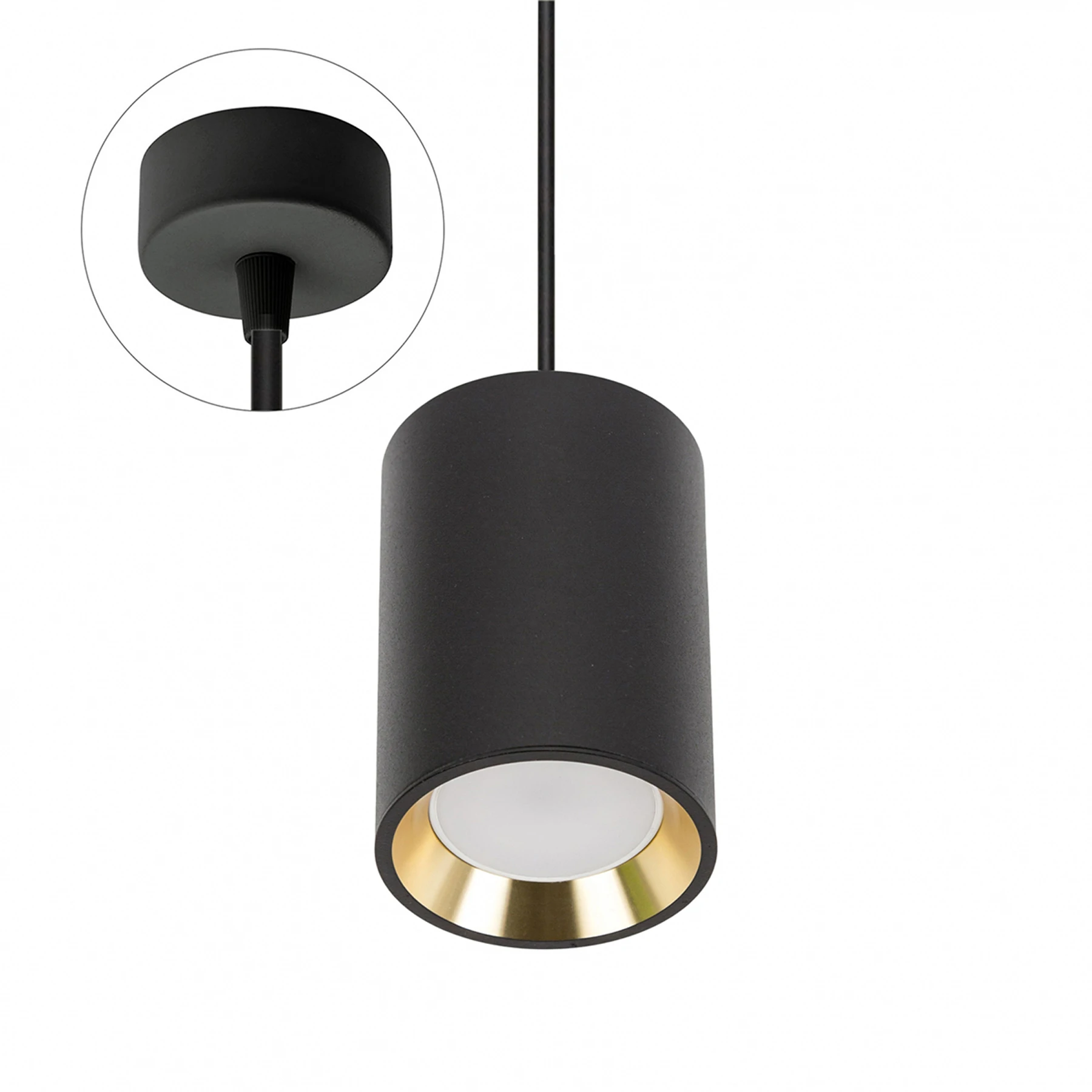 Pendelleuchte in schwarz/gold - Lichtfarbe: individuell wählbar