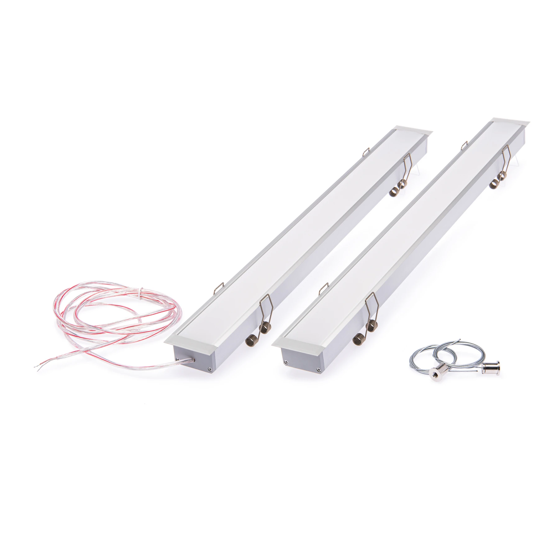 24V Aluminium LED Einbauleuchte - Farbtemperatur einstellbar - linear - diffuse Abdeckung - 254cm - 1050 LEDs - 94,5 Watt - 9450 Lumen - mit externem 24V DC Einbau-Netzteil incl. 2-Kanalsteuerung und Funkfernbedienung