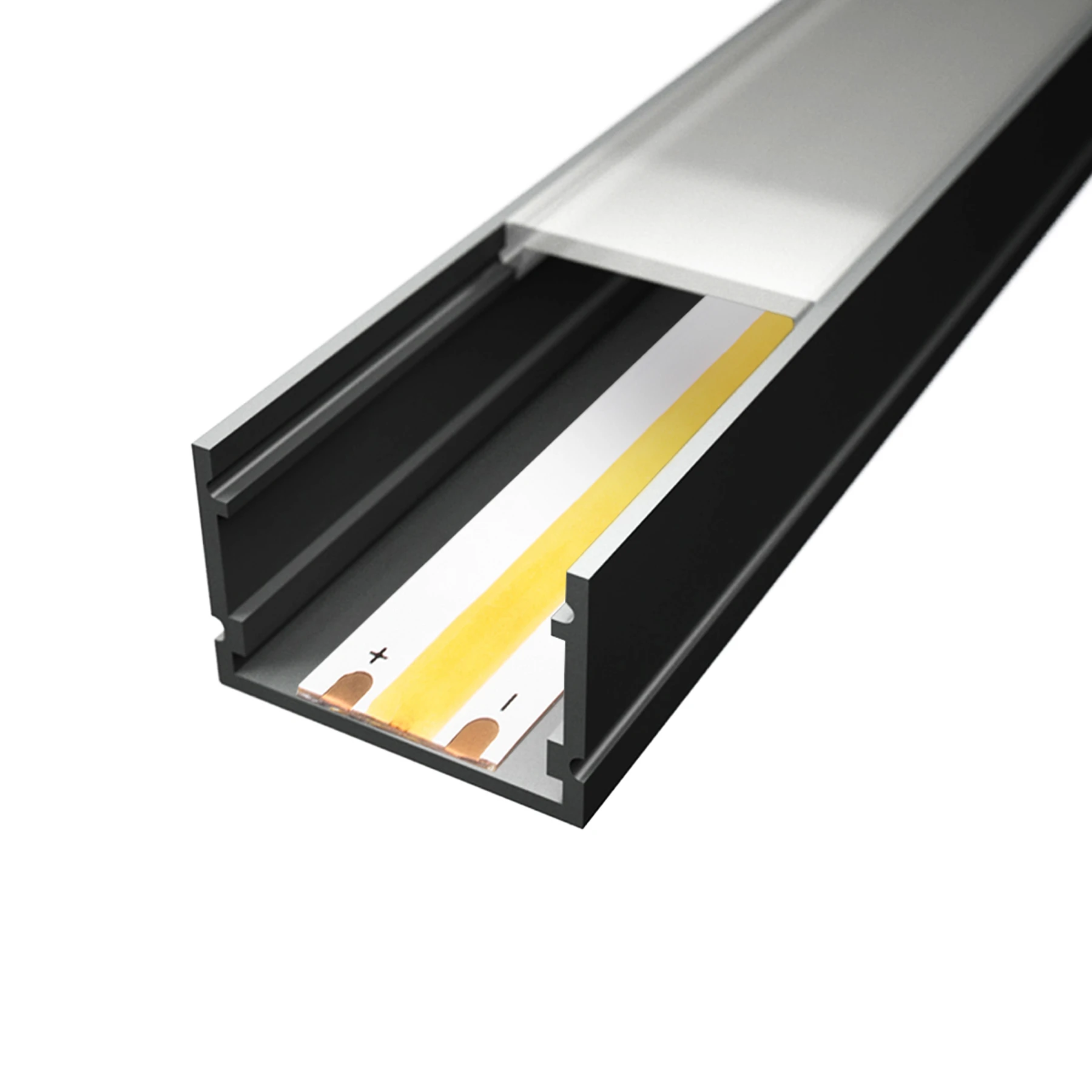 schwarzes Aluminium LED Aufputz Profil in Wunschlänge, Classic Maxi, 3,0 x 2,0cm