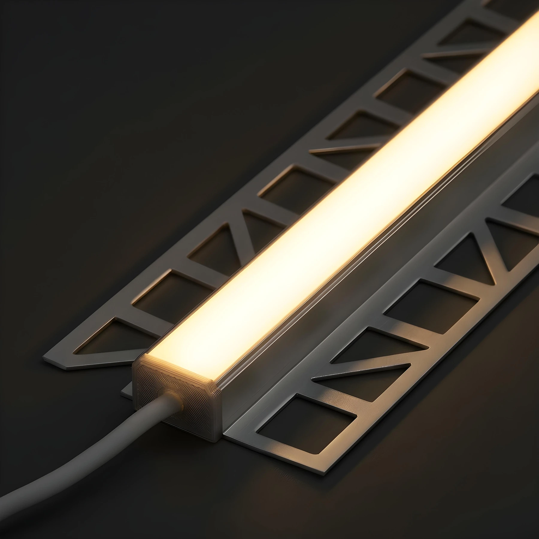 24V wasserfeste Fliesen LED Leiste - T-Profil - COB - Warmweiß - diffuse Abdeckung - IP65 - 33cm - 144 LED Chips - 3 Watt - 260 Lumen