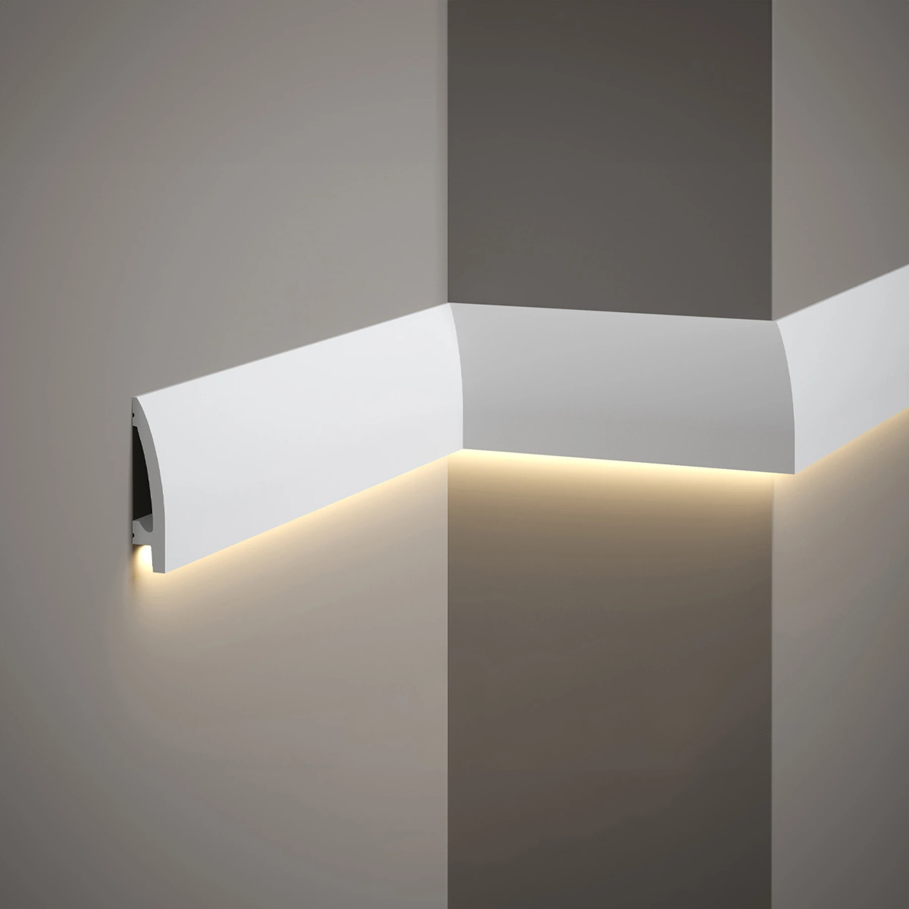 LED Stuckleiste - moderne flache Wandleiste - 1,7 x 8 x 200cm