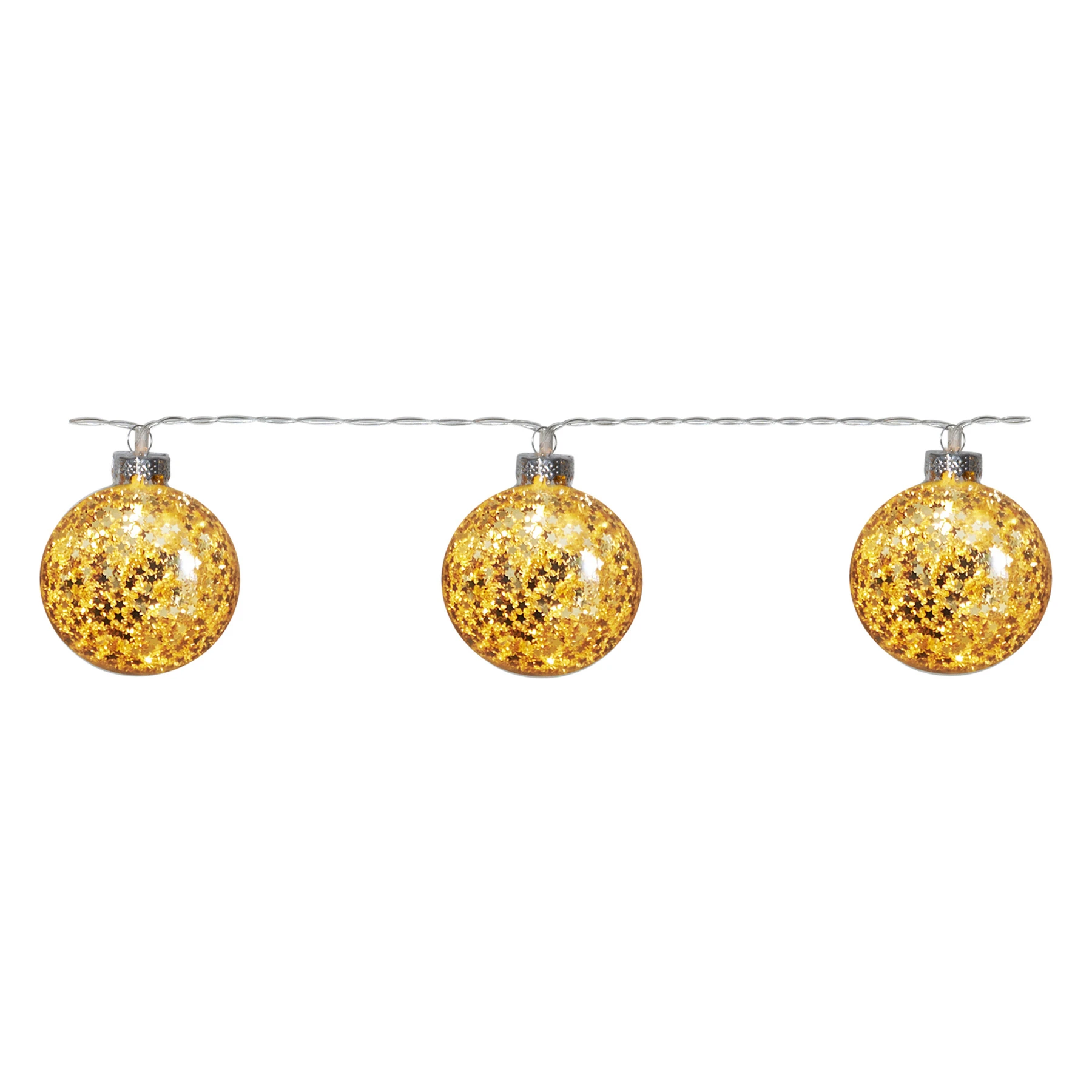 Glitter - Deko Lichterkette für innen - 1,3 m - 10 LEDs - Timer - Batteriebetrieb - Warmweiß