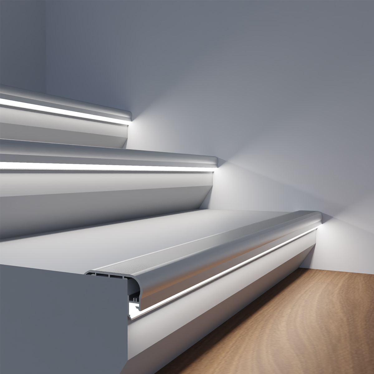 12V Aluminium Treppenstufen LED Leiste - warmweiß - diffuse Abdeckung - 53cm mit  30 SMD LEDs - 5,5Watt - 350Lumen