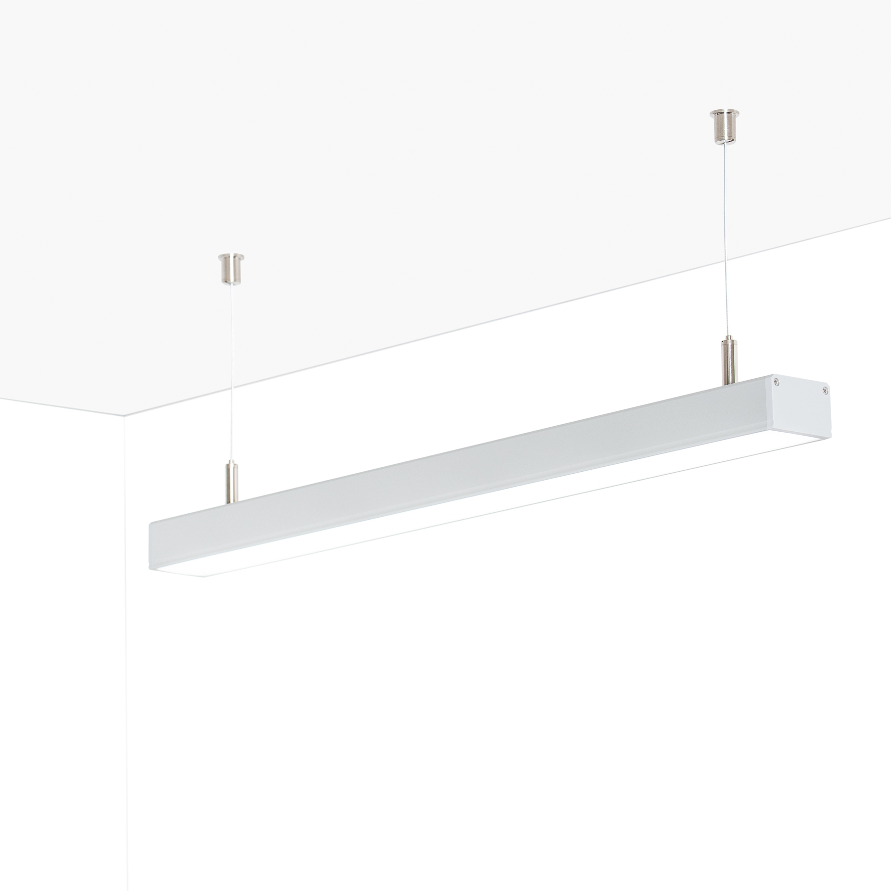 24V Aluminium LED Pendelleuchte - weiß - linear - diffuse Abdeckung, bis 3m Länge - 37cm - 80 High Power LEDS - 6,4 Watt - 1063 Lumen - ohne Netzteil
