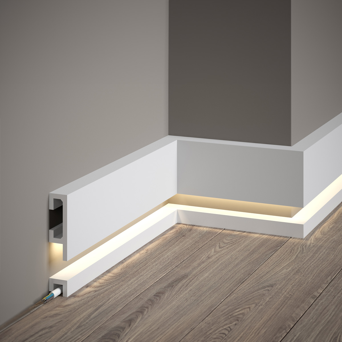 Mardom Decor, LED Stuckleiste, Sockelleiste mit Kabelkanal, 2,5 x 8 x 200cm