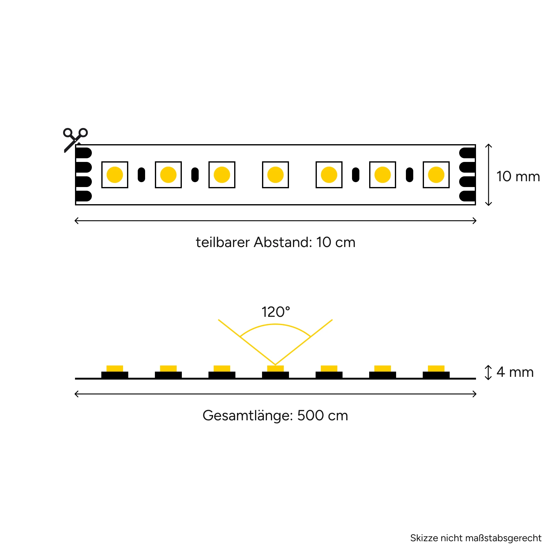 24V RGB LED Streifen Set mit Fernbedienung und Netzteil, 500cm Länge, Farbwechsel mit Steckdosen Netzteil