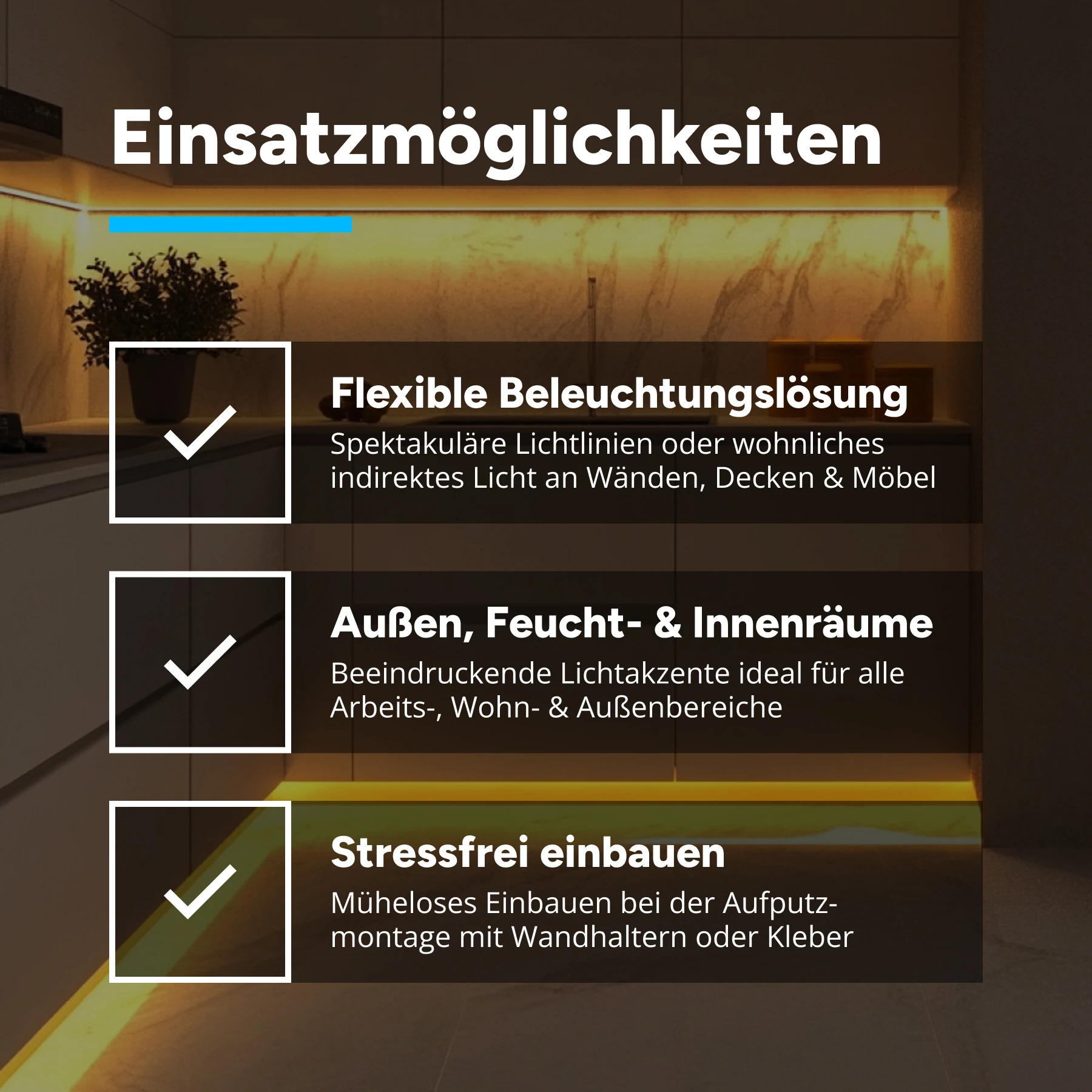 Aluminium LED Aufputz Profil, mini, 1,2 x 0,8 x 15cm - ohne Abdeckung - ohne Endkappen