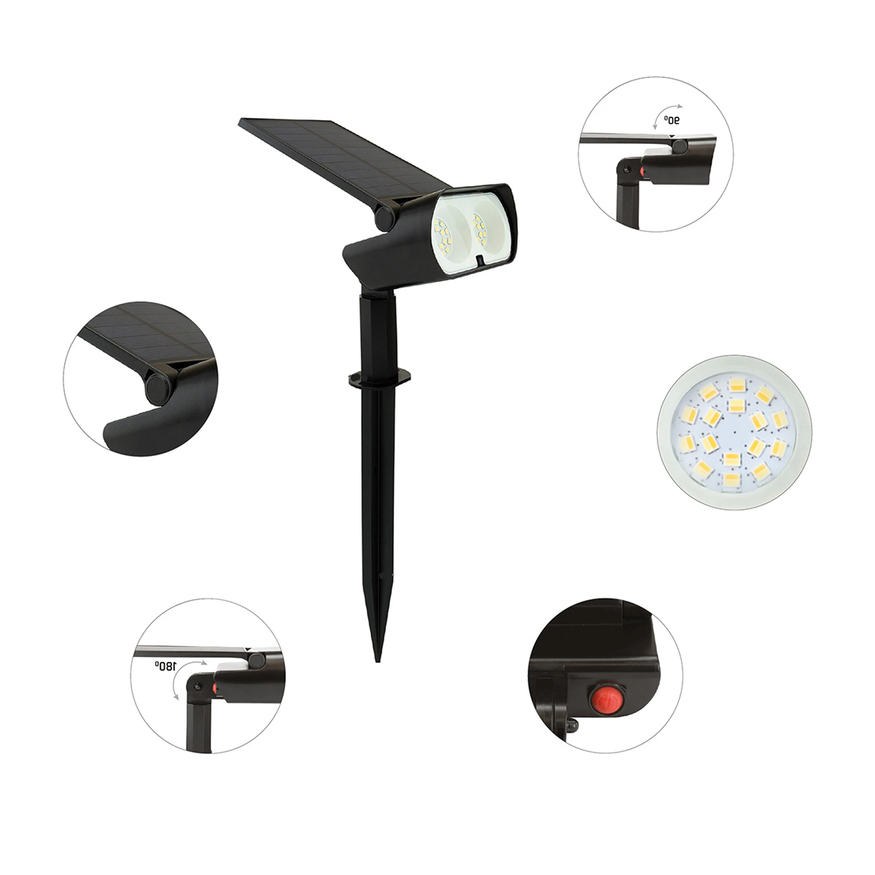 LED - Wegeleuchte - Solarleuchte in schwarz - 2W - CCT - 29cm - IP65
