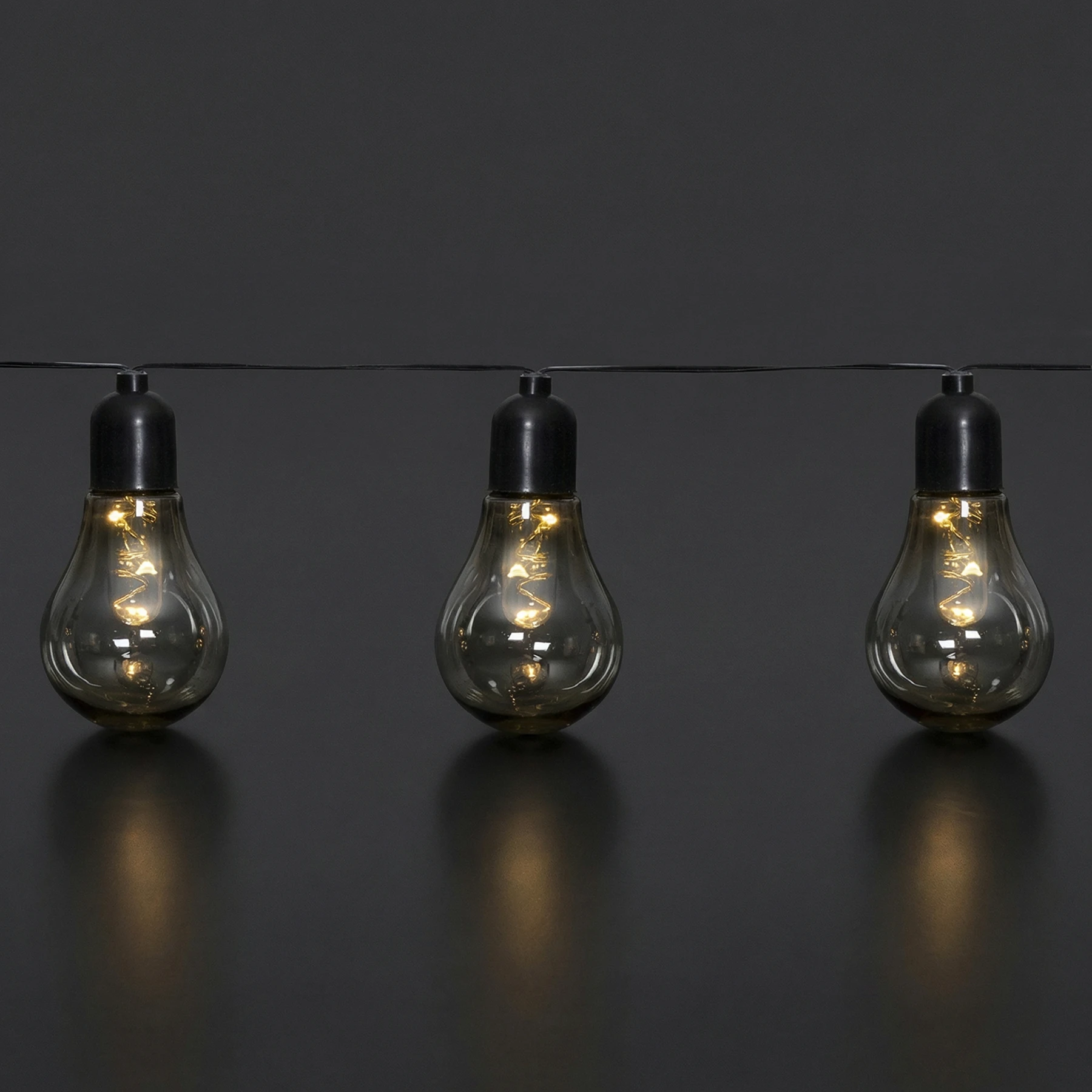 Glow - Lichterkette für außen - 4,05 m - 10 LEDs - Timer - Batteriebetrieb - Warmweiß