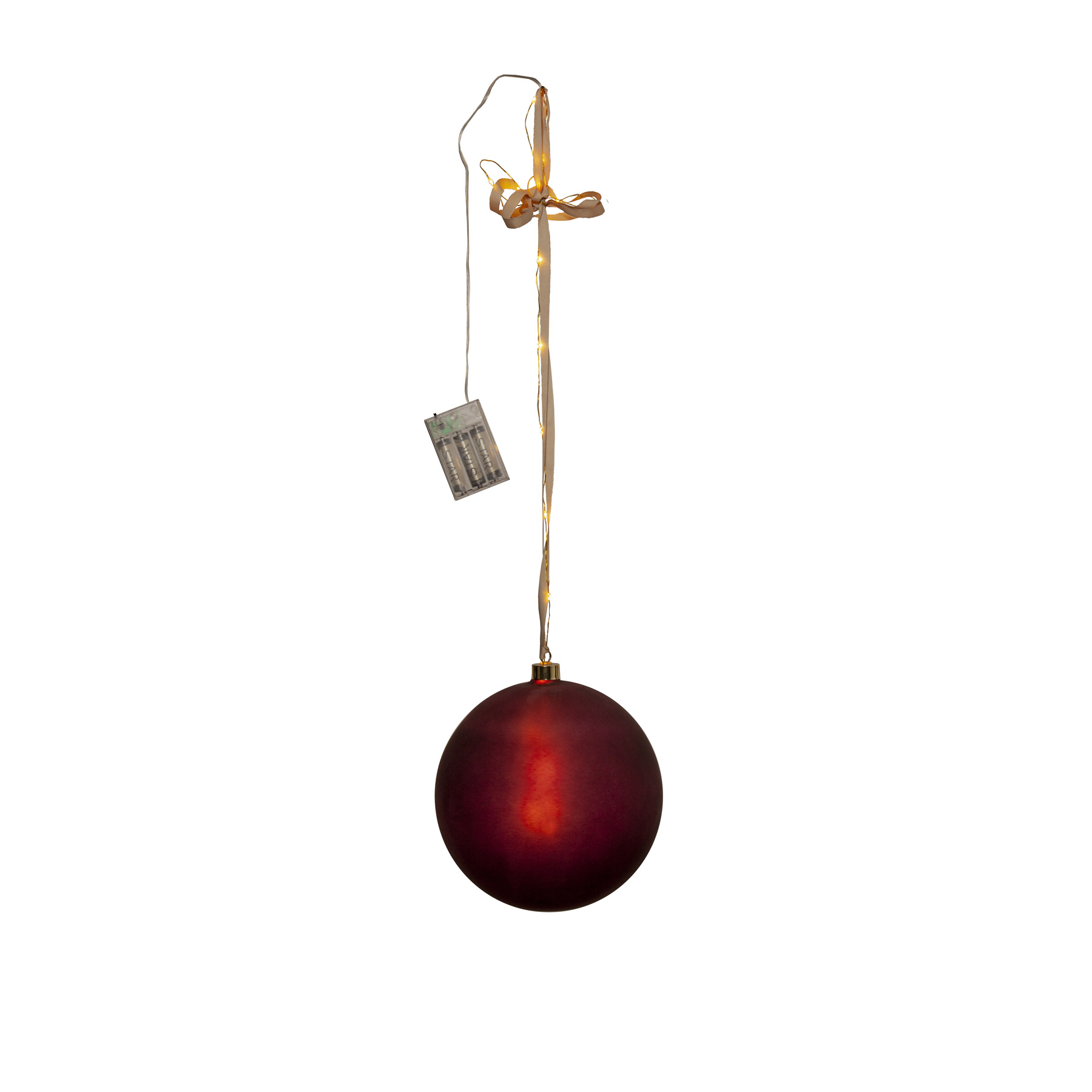 Bliss - Glaskugel - 20 cm - Glasfarbe: Rot - Timer - Batteriebetrieb - Lichtfarbe: Warmweiß
