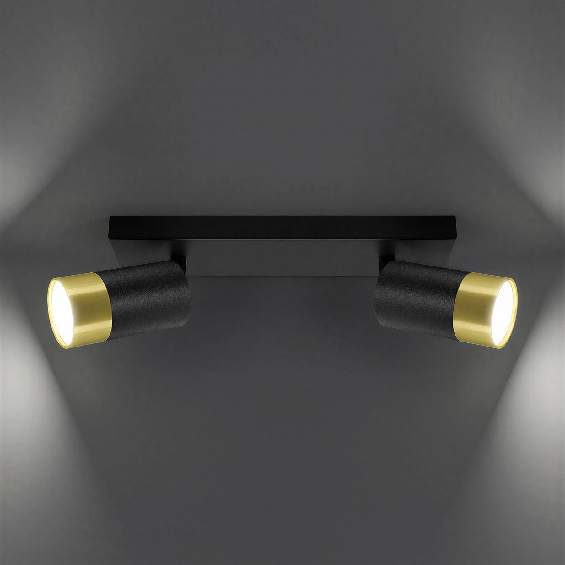 PUZON SPT 2 - Decken Spotleuchte in schwarz/gold - Lichtfarbe: individuell wählbar