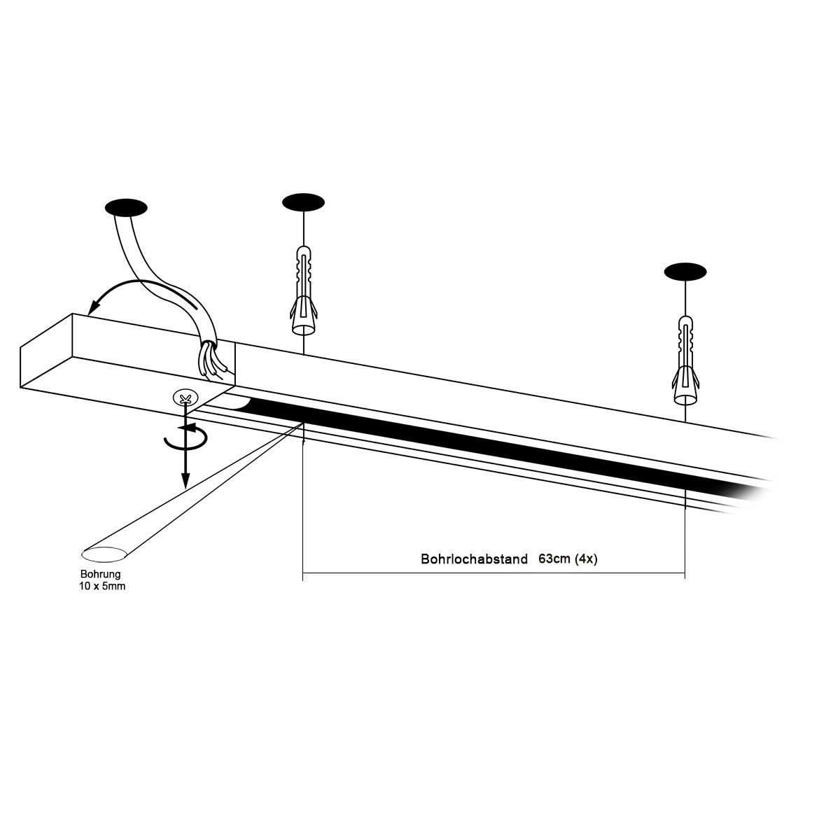 1-Phasen - Stromschiene - 230V - 2m - schwarz