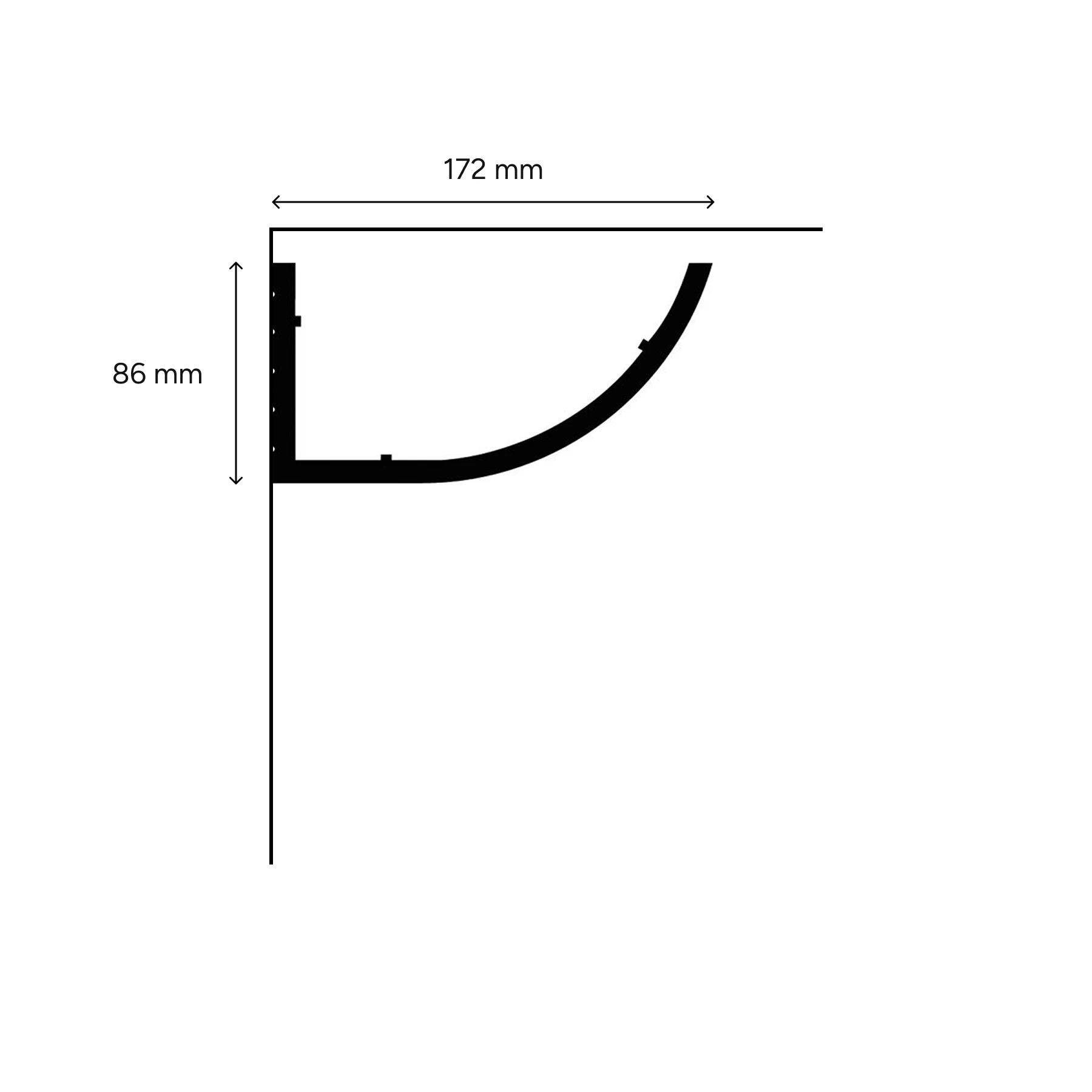 LED Stuckleiste - große halbrunde Deckenleiste - 17,2 x 8,6 x 200cm