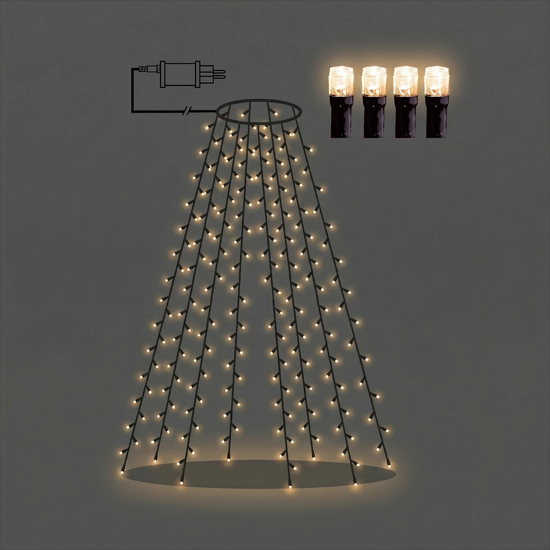 Serie LED - Baumlichterkette für außen - 0,1 m - 160 LEDs - Netzbetrieb - Warmweiß