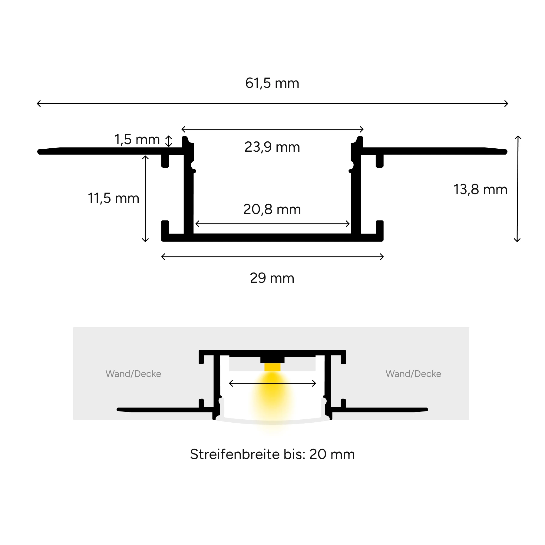 24V Aluminium Trockenbau High-Power LED Leiste - RGB - diffuse Abdeckung - 38cm - 42 LED Chips - 10 Watt - 420 Lumen