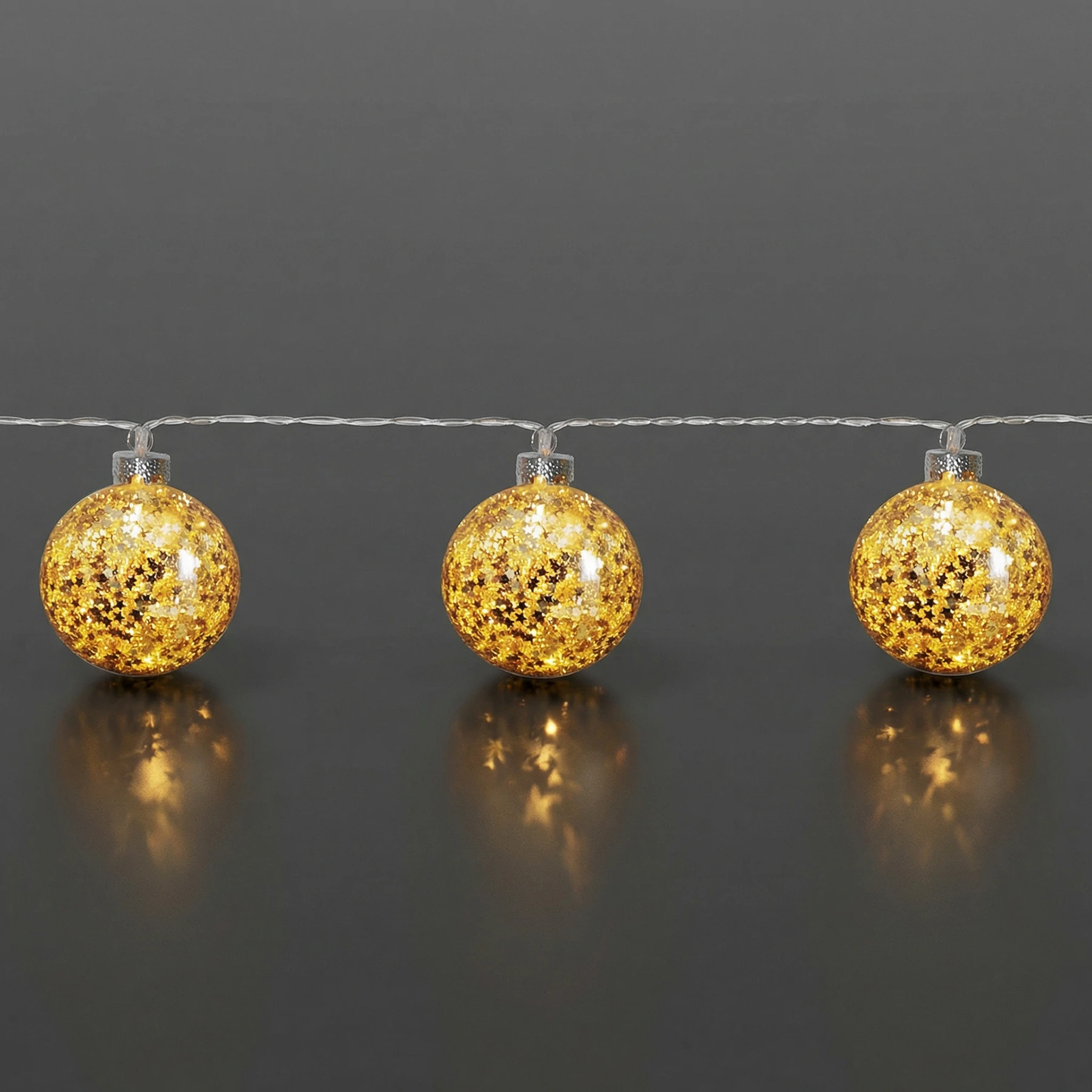 Glitter - Deko Lichterkette für innen - 1,3 m - 10 LEDs - Timer - Batteriebetrieb - Warmweiß