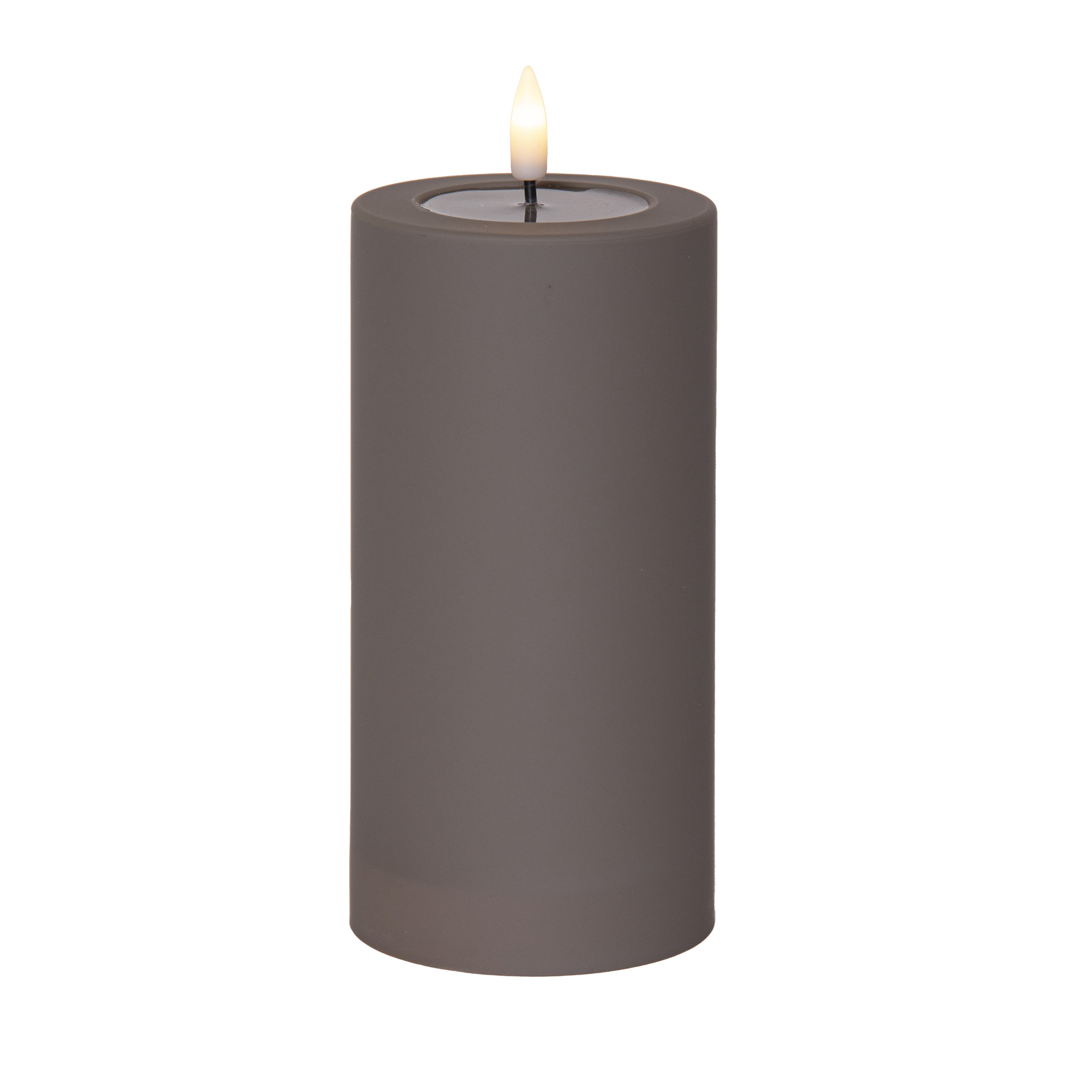 Flamme Soft - Kerze für außen - Braun - Höhe: 17,5 cm - Batteriebetrieb - Timer - flackernd