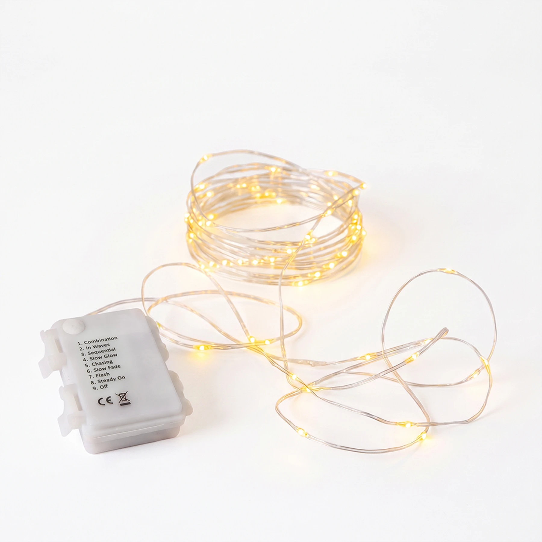 Lichterkette für außen - 7,2 m - 96 LEDs - Timer - Batteriebetrieb - 8 Funktionen - Warmweiß
