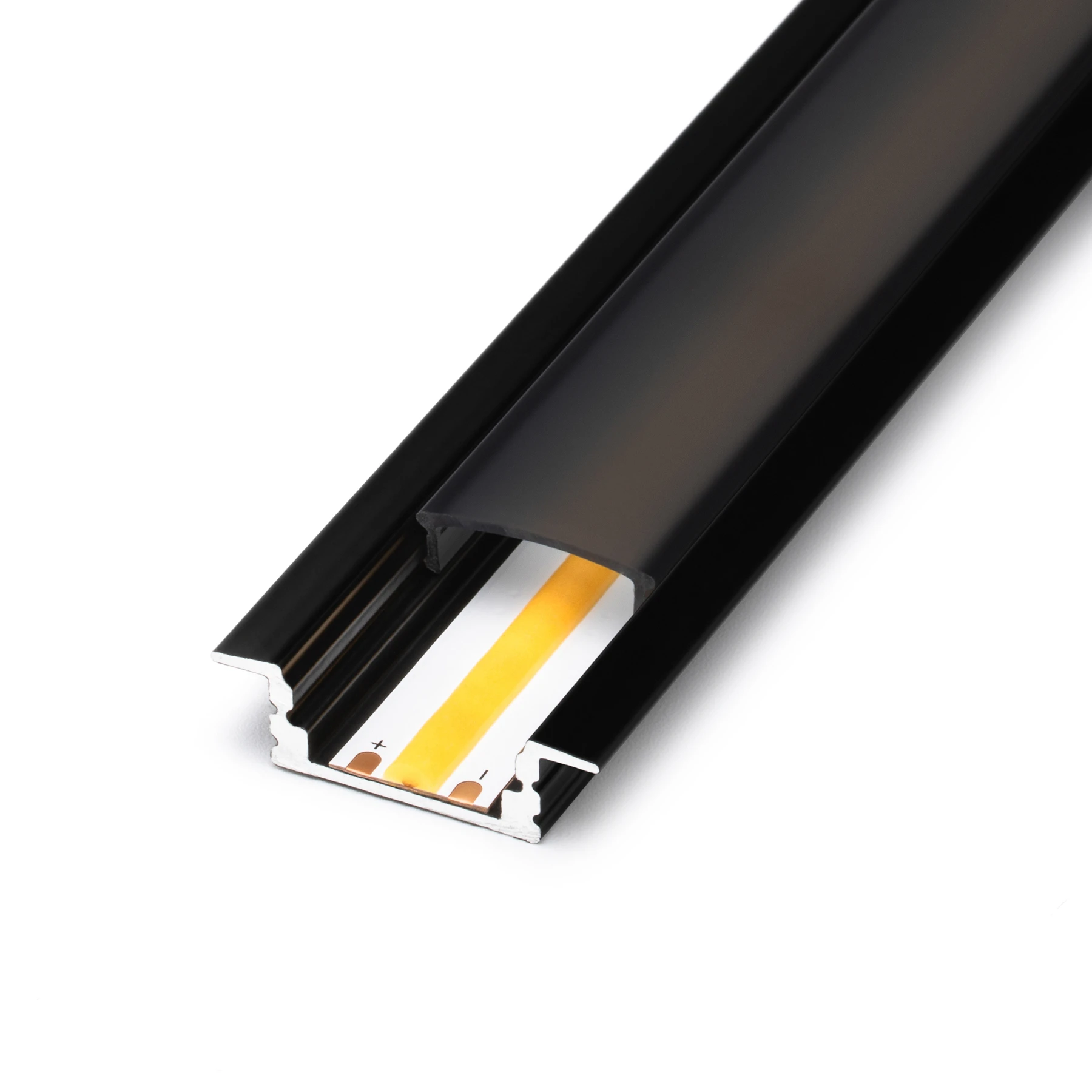 schwarze Abdeckung für LED Einbauprofil - slim, CC-66-BLK - 100cm Länge