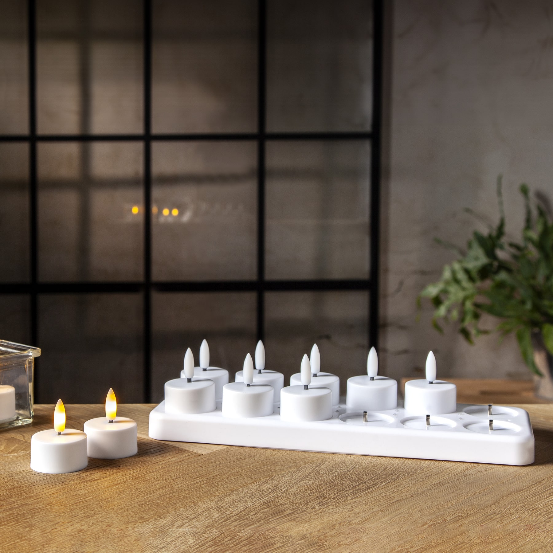 Flamme - Kerzen Set für innen - Weiß - Höhe: 5 cm - Akkubetrieb - sanft flackernd