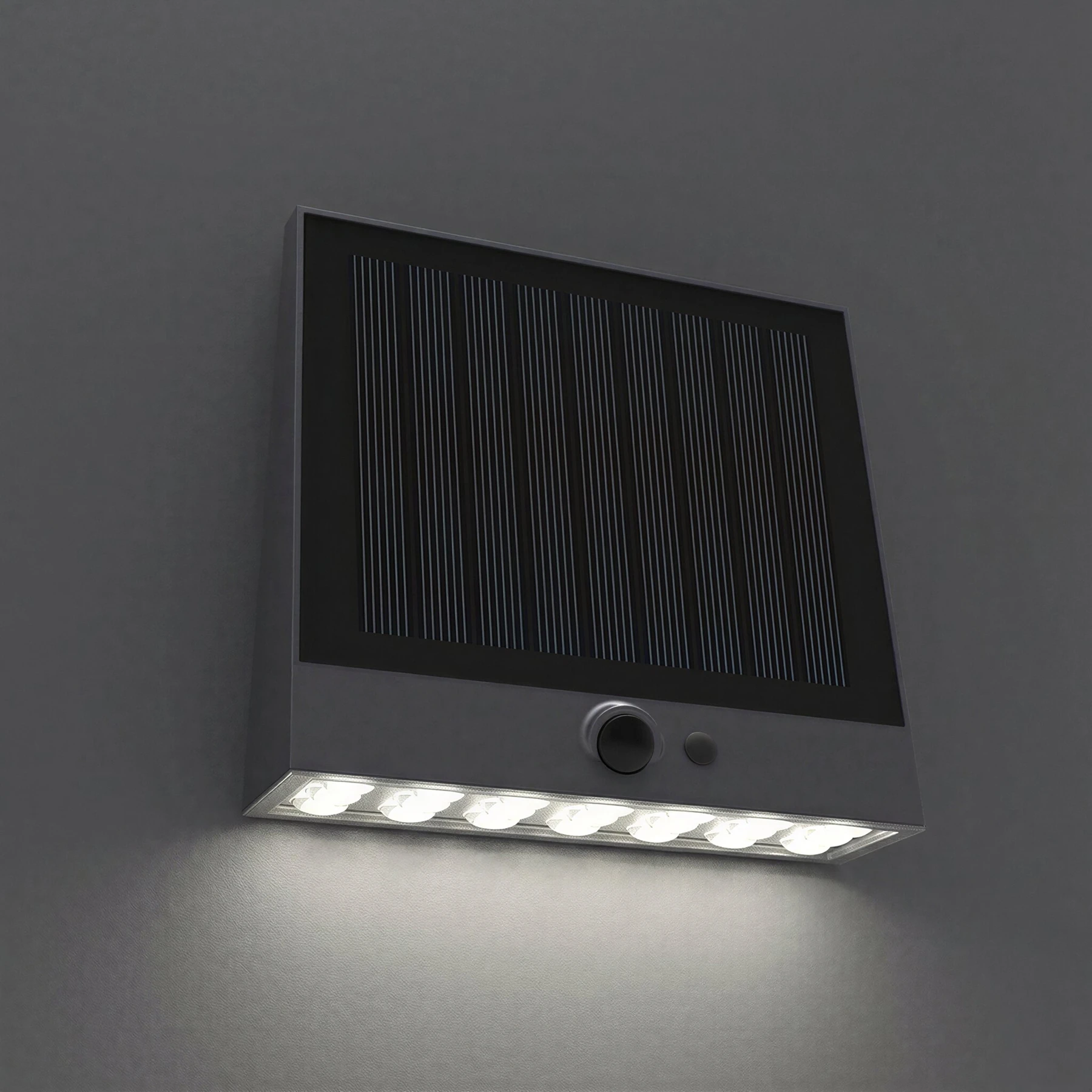 NOVA SOL - Solar Wandleuchte mit Bewegungsmelder in schwarz - 2 W - Lichtfarbe: neutralweiß