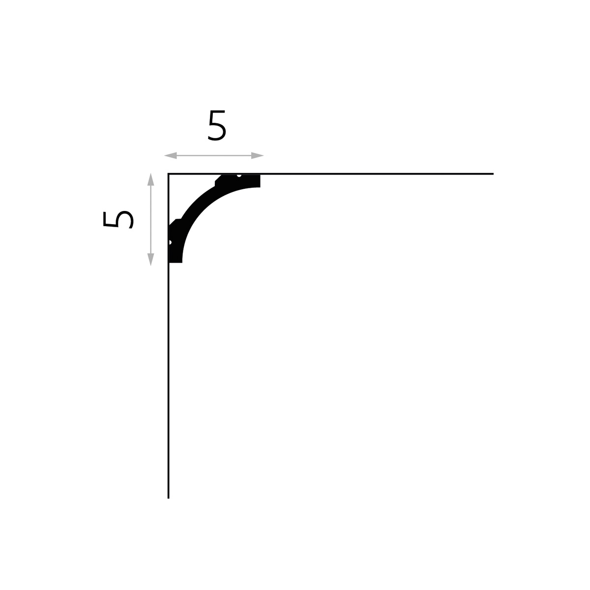 LED Stuckleiste - minimalistische Deckenleiste - 5 x 5 x 200cm