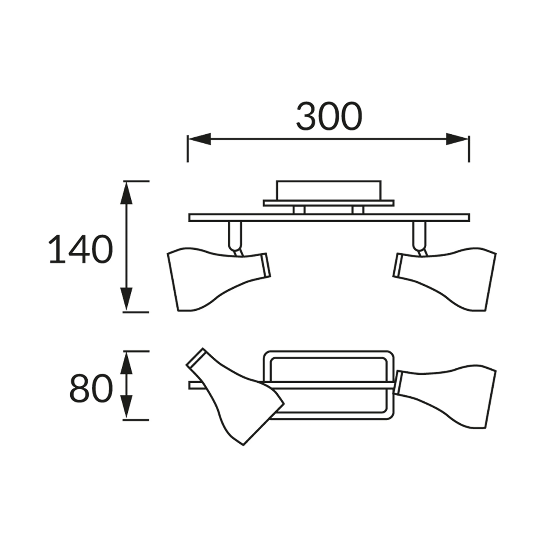 KINGA 2 - Decken Spotleuchte in schwarz/chrom - 2 x max 35W - Lichtfarbe: neutralweiß