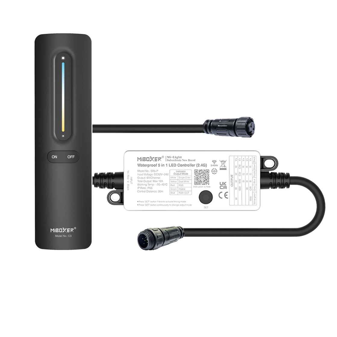 Plug & Play LED Funk Controller Set - 1 Zone - 1 bis 2 Kanal - CCT - Fernbedienung (2,4 GHz) - IP66