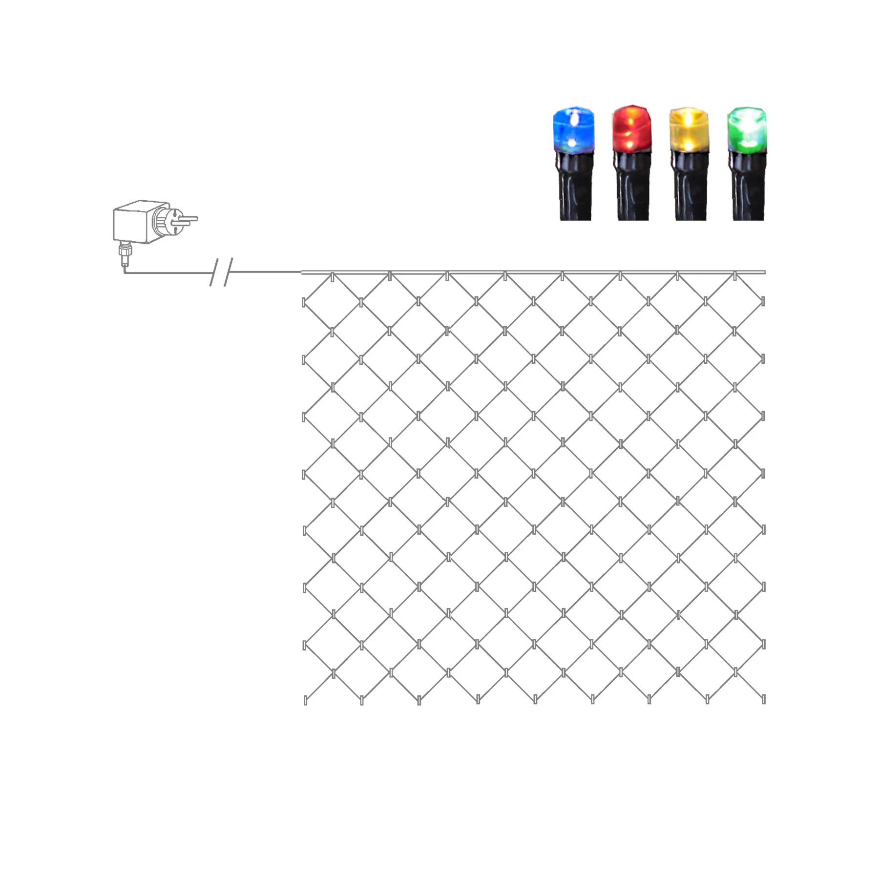 Serie LED - Lichternetz für außen - 3 m - 180 LEDs - Netzbetrieb - Mehrfarbig
