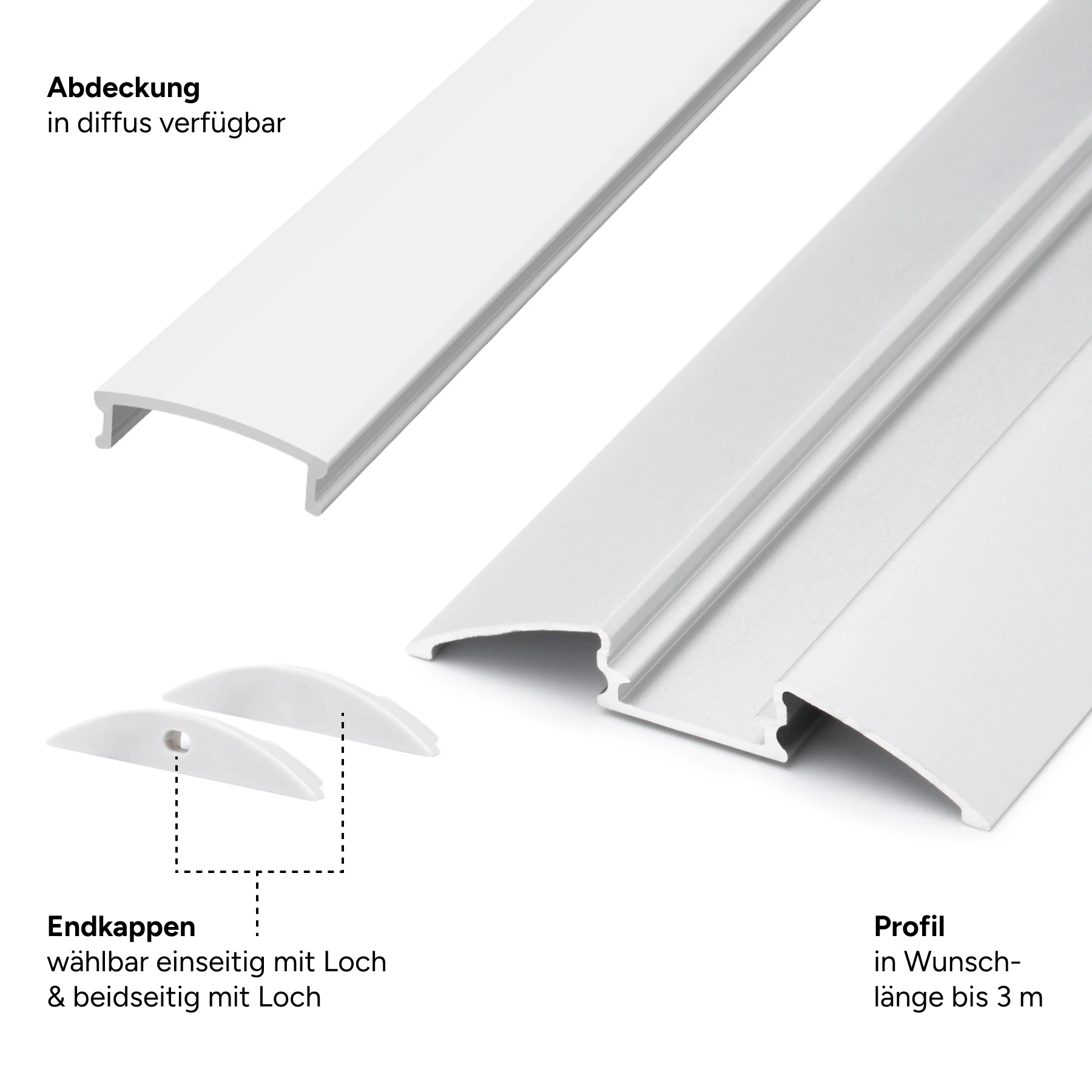 Aluminium LED Türschwellen Profil, 5,23 x 0,8 x 147cm - mit diffuser Abdeckung - ohne Endkappen