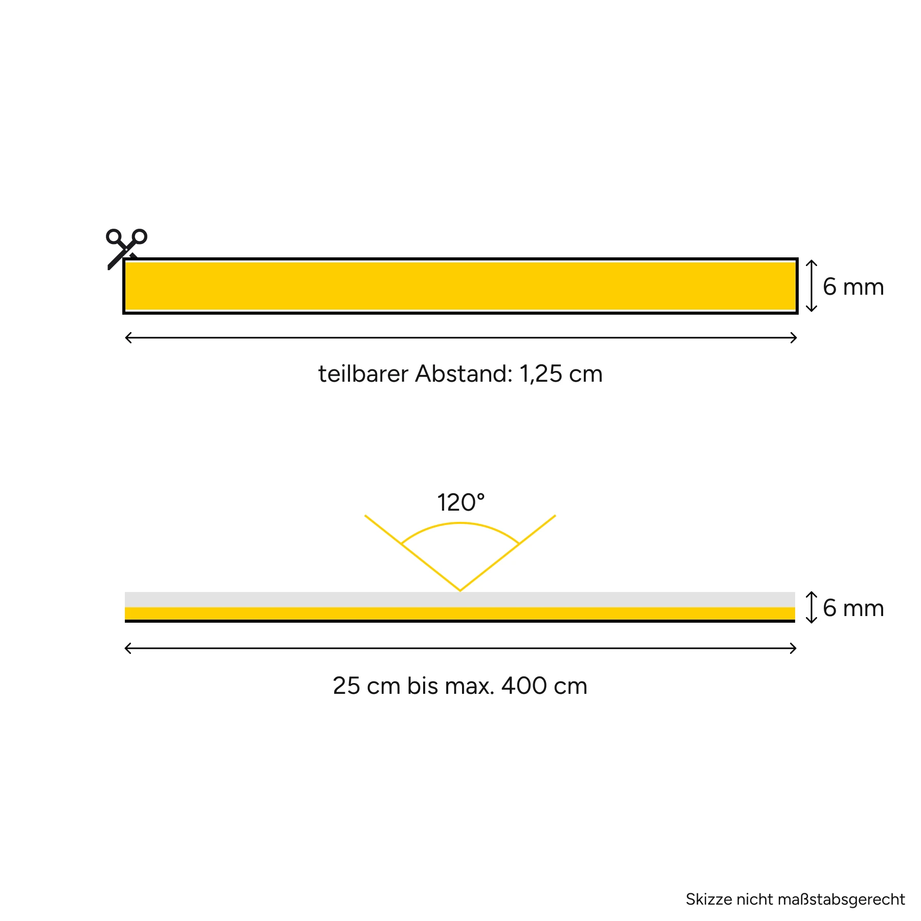 12V wasserfester LED Lichtschlauch - schmal - warmweiß - diffus - Neoneffekt - IP65 6x6mm - 237,5cm - 570 LEDs - 14,3 Watt - 998 Lumen