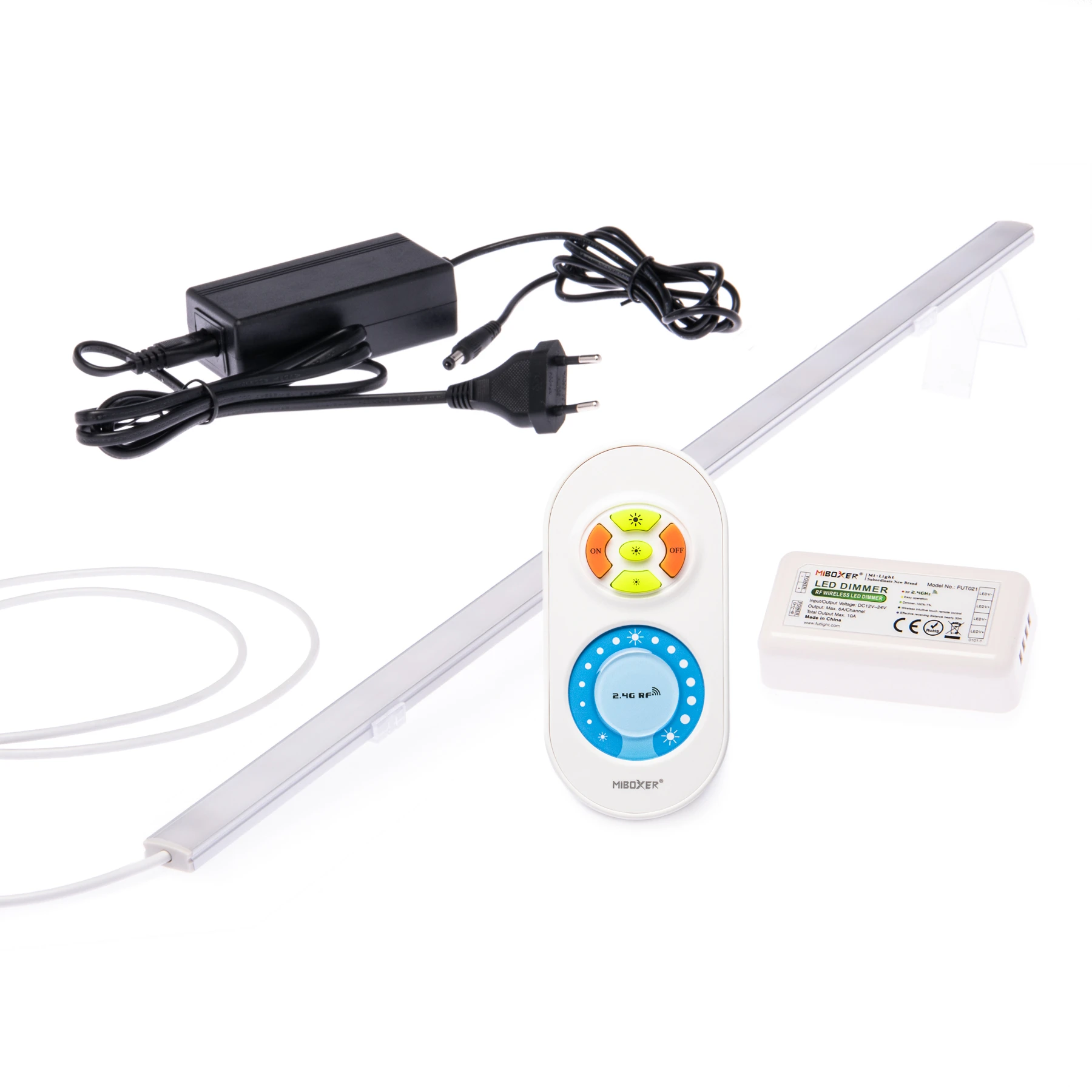 24V LED Leisten Set mit Fernbedienung und Netzteil, 103cm Länge, Lichtfarbe warmweiß mit Steckdosen Netzteil