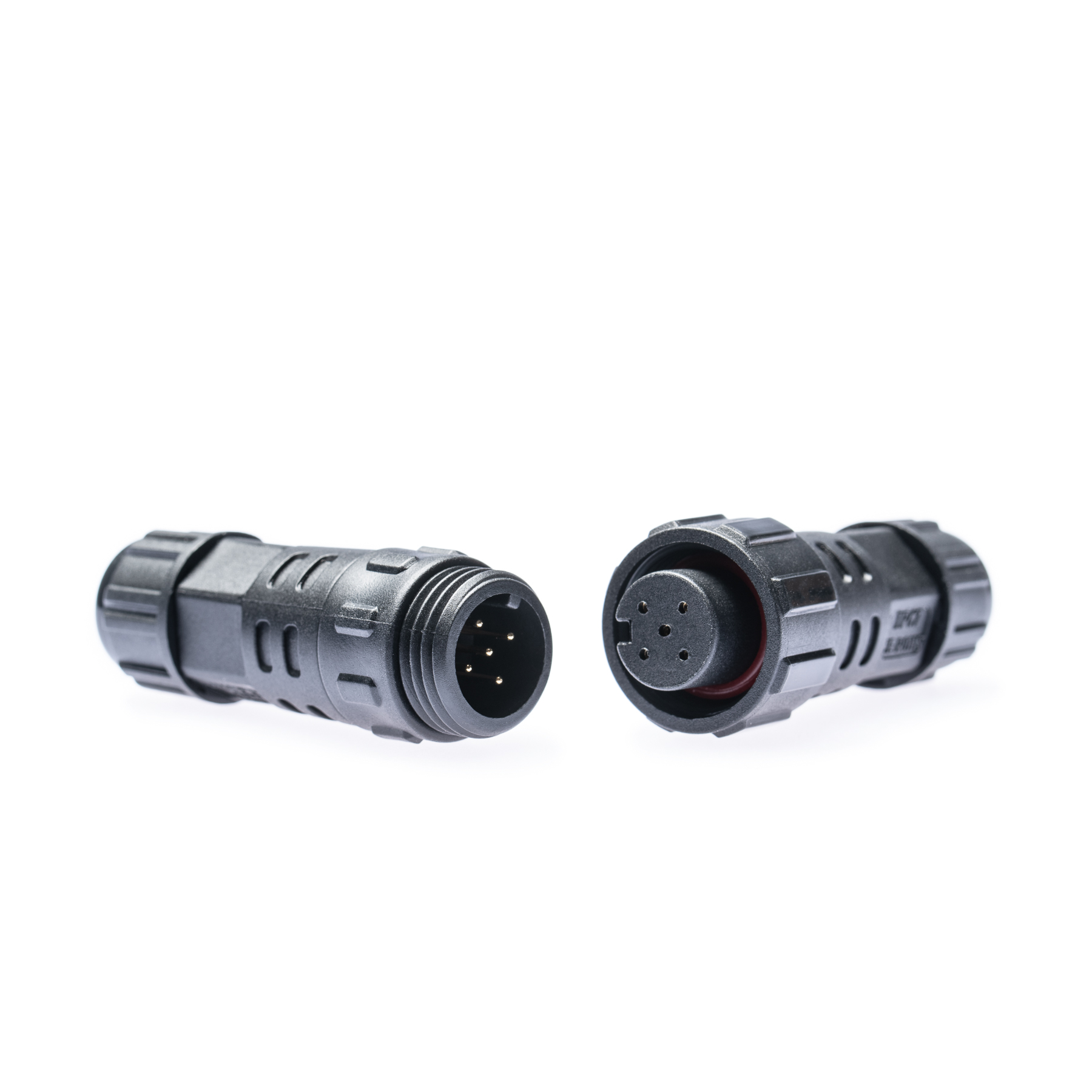 Stecker/Kupplung Set M16 5-polig schwarz wasserfest zum Löten