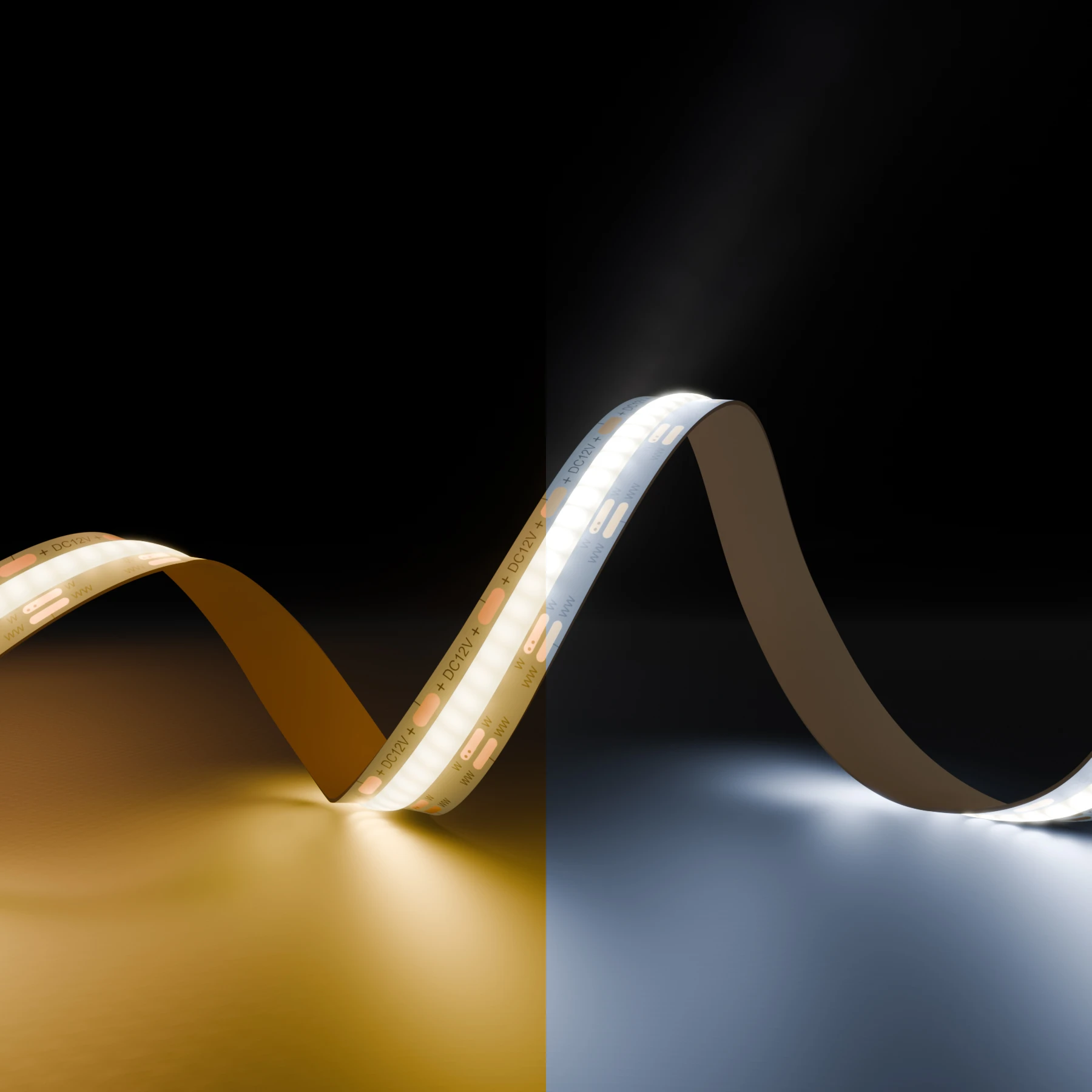 12V COB LED Streifen - einstellbare Farbtemperatur - alle 1,3cm teilbar - 10mm breit