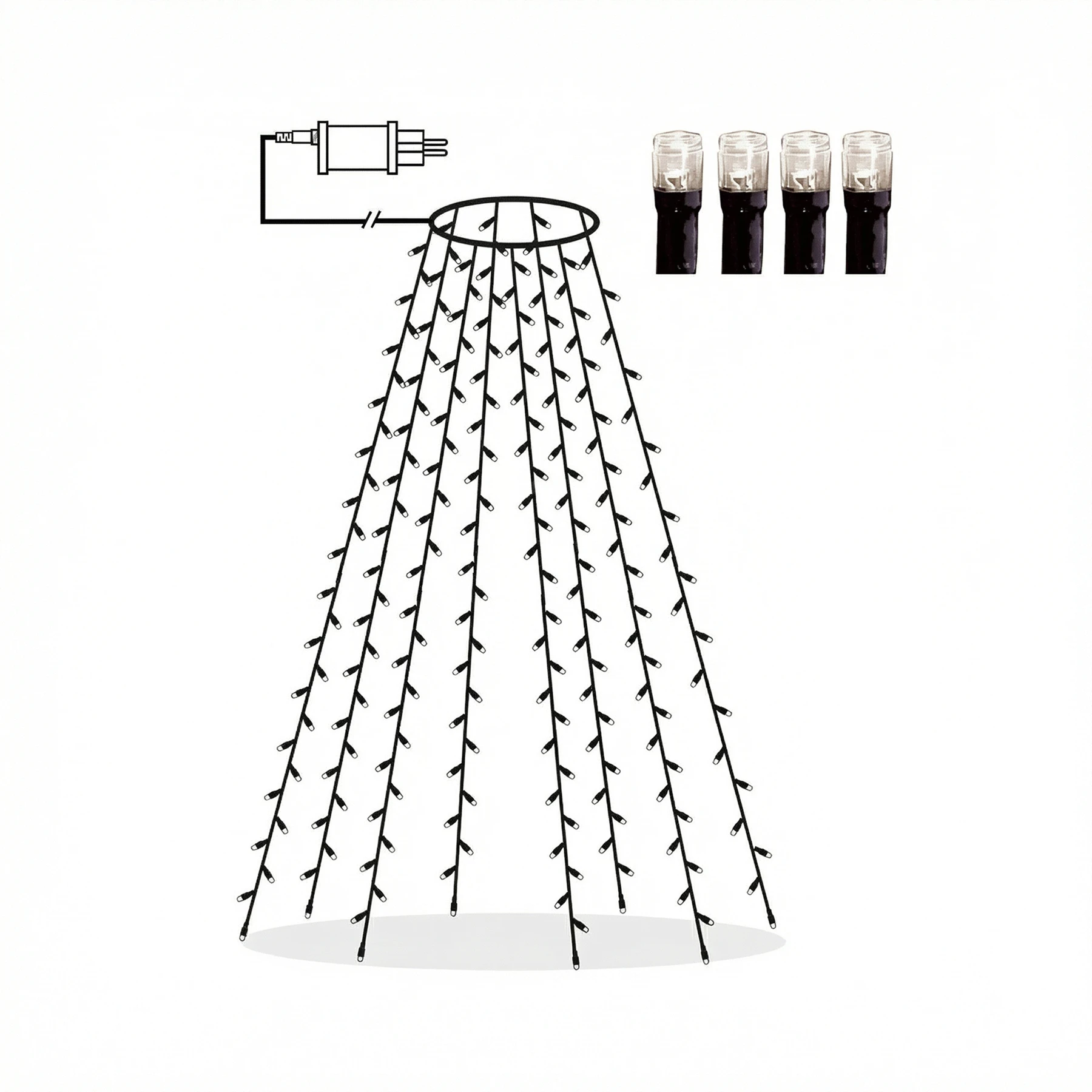 Serie LED - Baumlichterkette für außen - 0,1 m - 160 LEDs - Netzbetrieb - Warmweiß