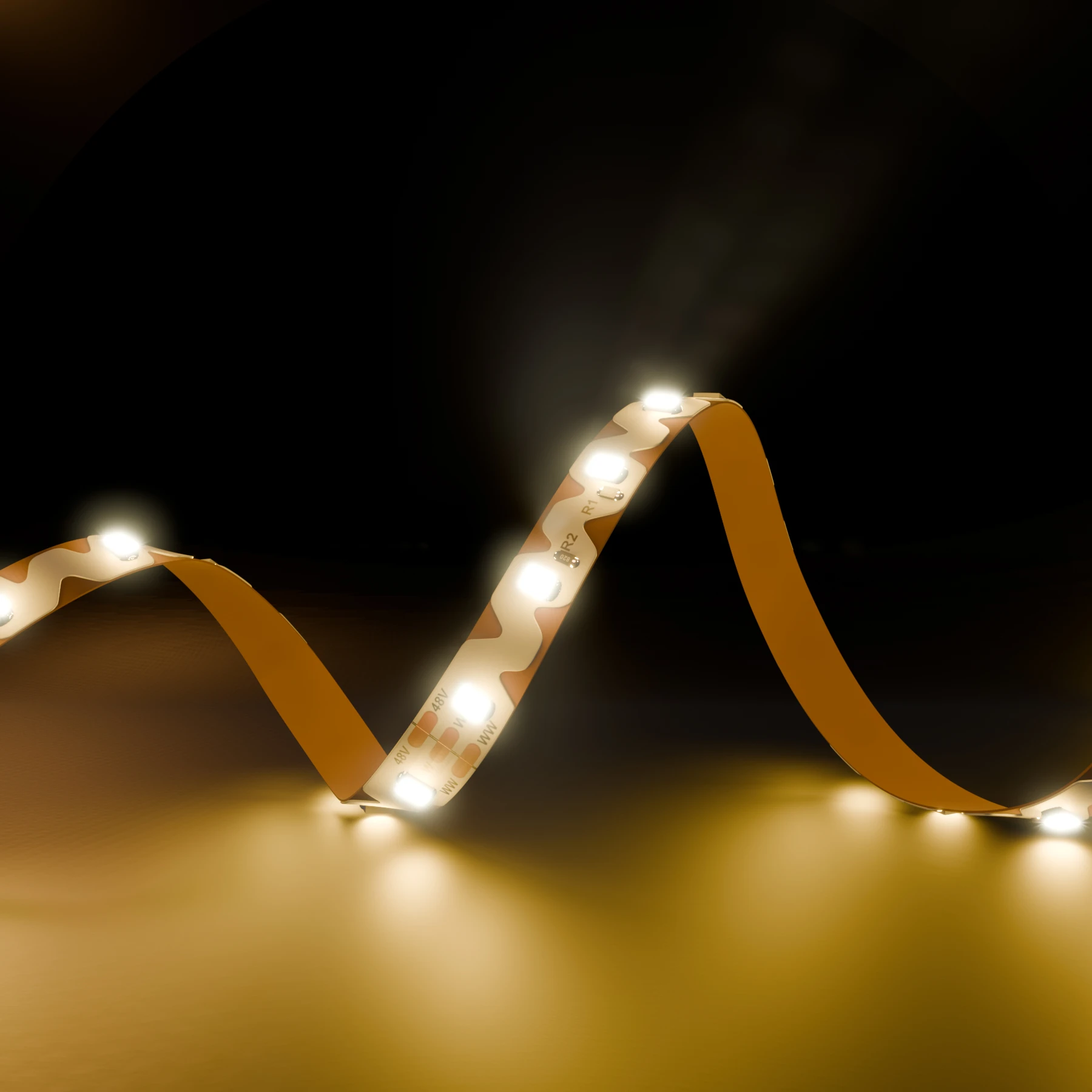 48V Zick Zack LED Streifen - warmweiß - 72 LEDs je Meter - alle 16,7cm teilbar