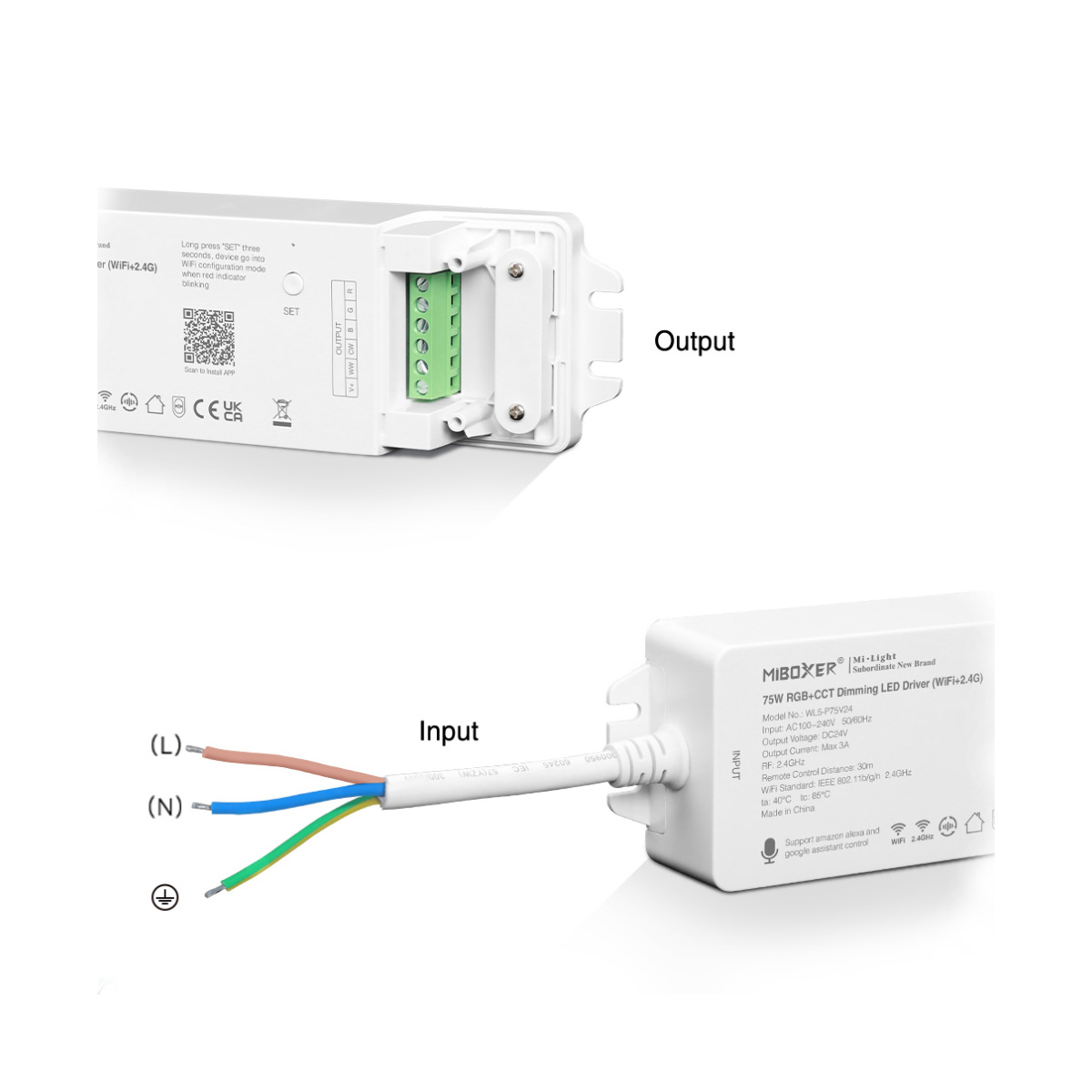 24V WLAN Controller für 1-5 Kanal LED Produkte - integriertes 75W Netzteil - Smart Home