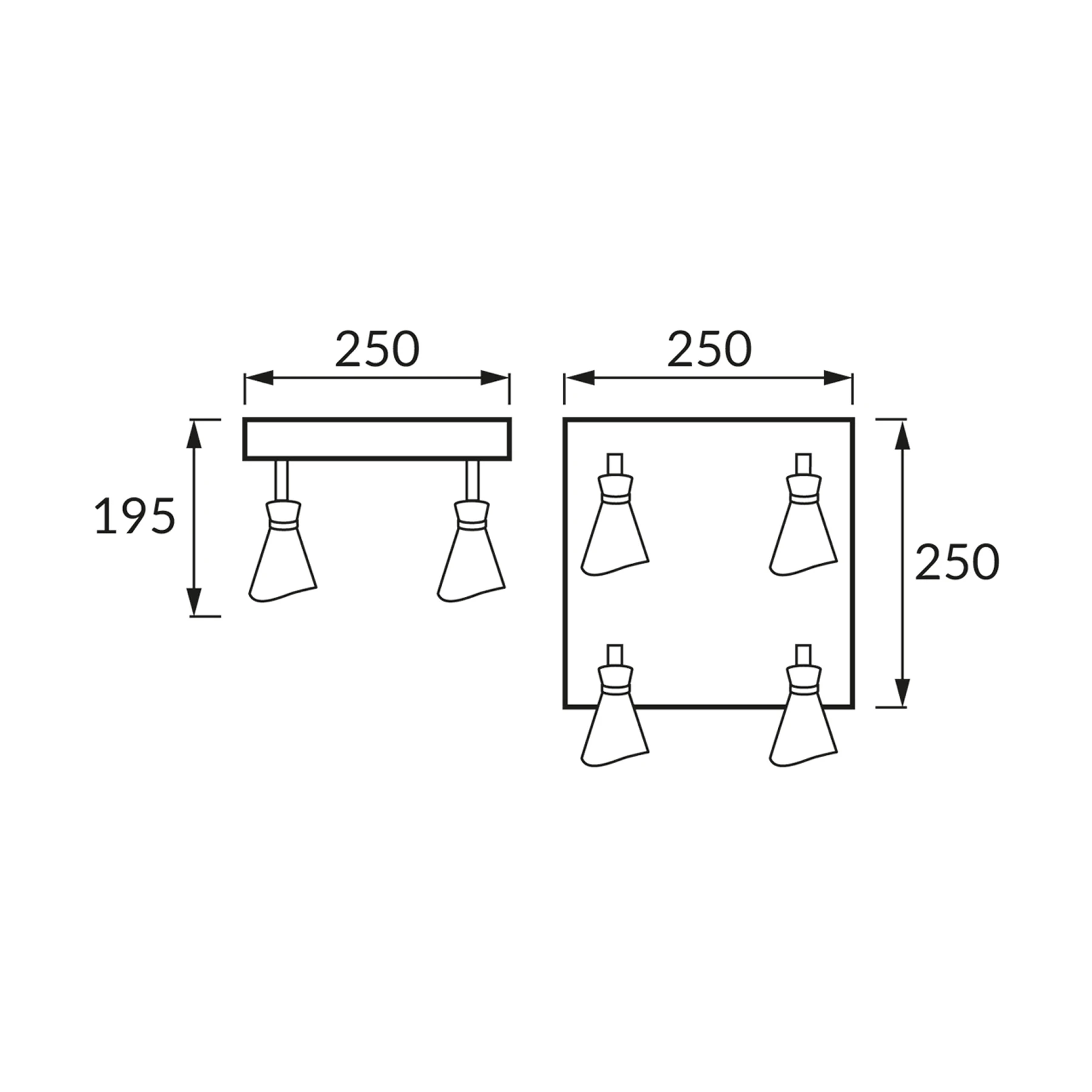 LORETA SPT 4 - Decken Spotleuchte in schwarz/gold - ohne Leuchtmittel