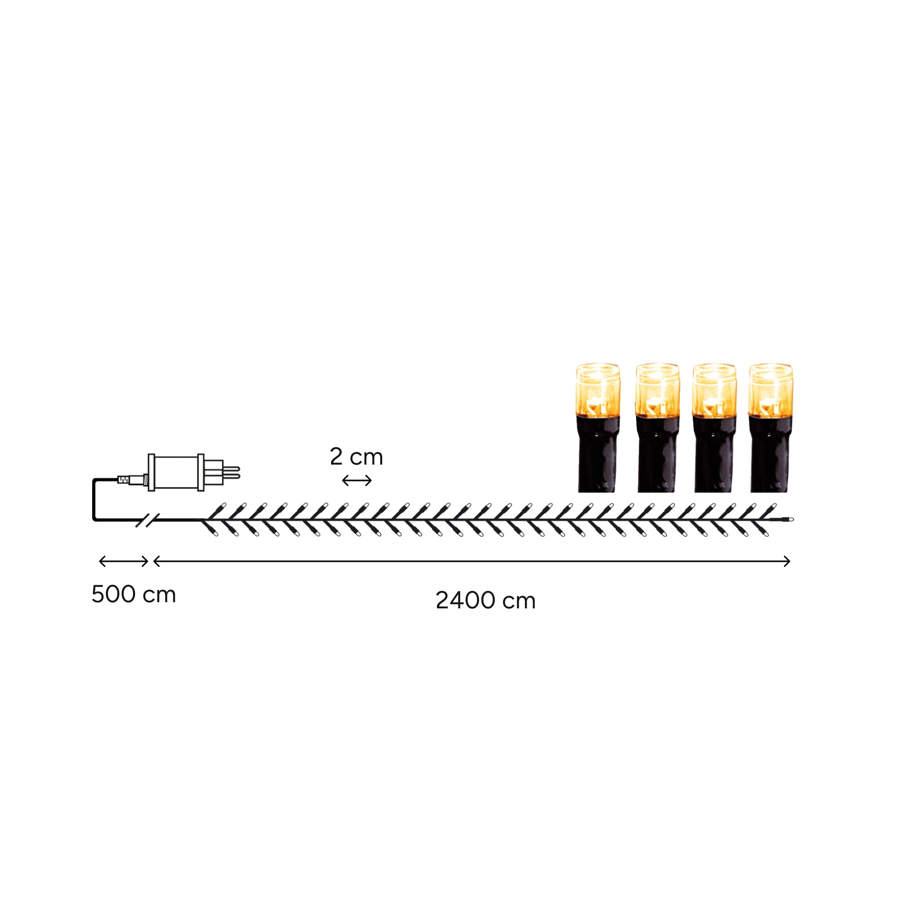 Lichterkette für außen - 24 m - 1200 LEDs - Netzbetrieb - Warmweiß