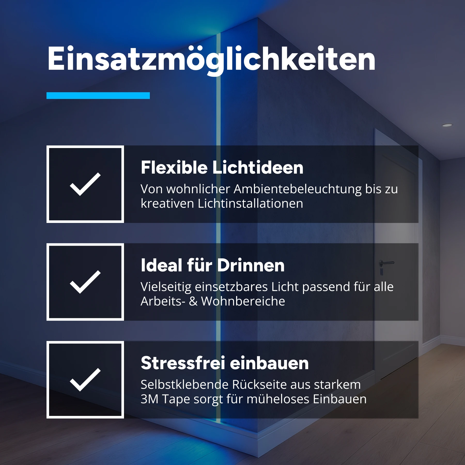 LED Streifen flexibel - LED-Strip 12V blau - je 5cm 3 LEDs - ohne Steckerbuchsen - Löten erforderlich - kein Anschlußkabel zum Netzteil - 5cm mit 3 SMD LEDs