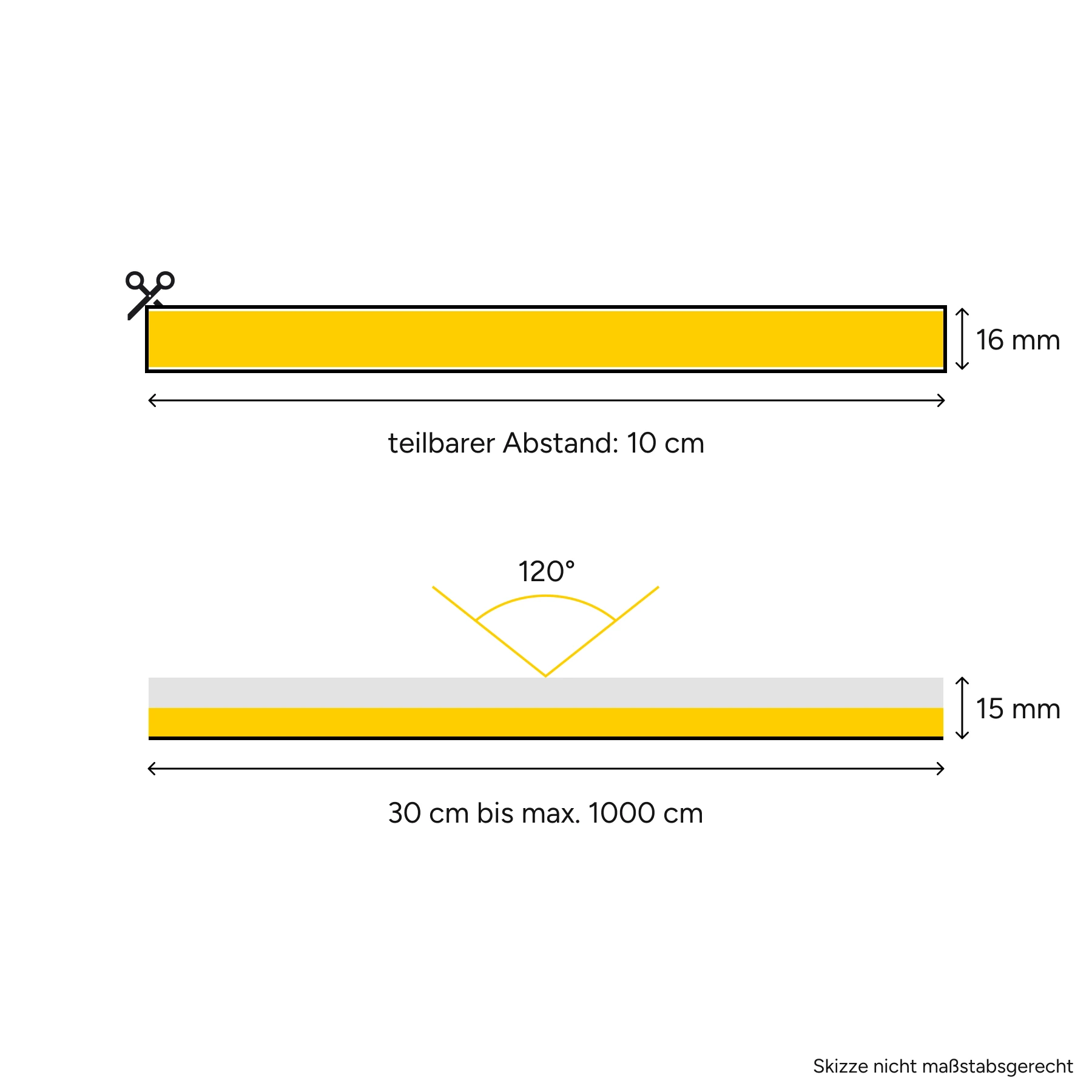 48V LED Lichtschlauch - 3-dimensional biegbar - neutralweiß - diffus - Neon-Effekt - IP67 - 16x15mm - 30cm - 36 LEDs - 3 Watt - 174 Lumen - 100cm Eingangskabel mit offenen Enden