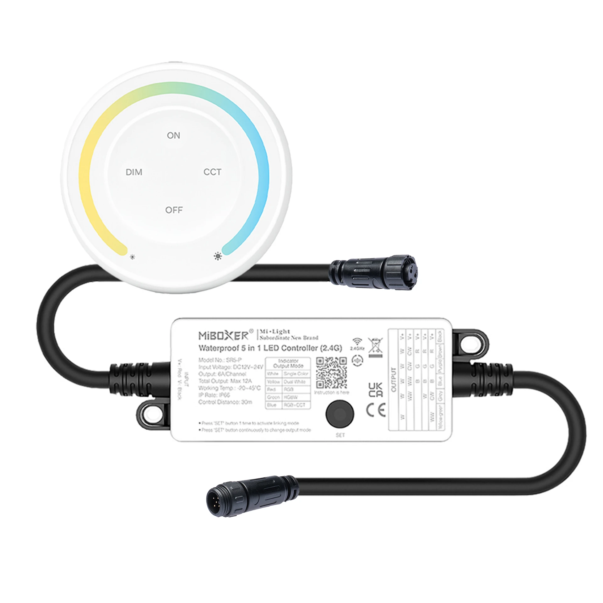 Plug & Play LED Funk Controller Set - 1 Zone - 2 Kanal - CCT - Fernbedienung (2,4 GHz) - IP66 wasserfest